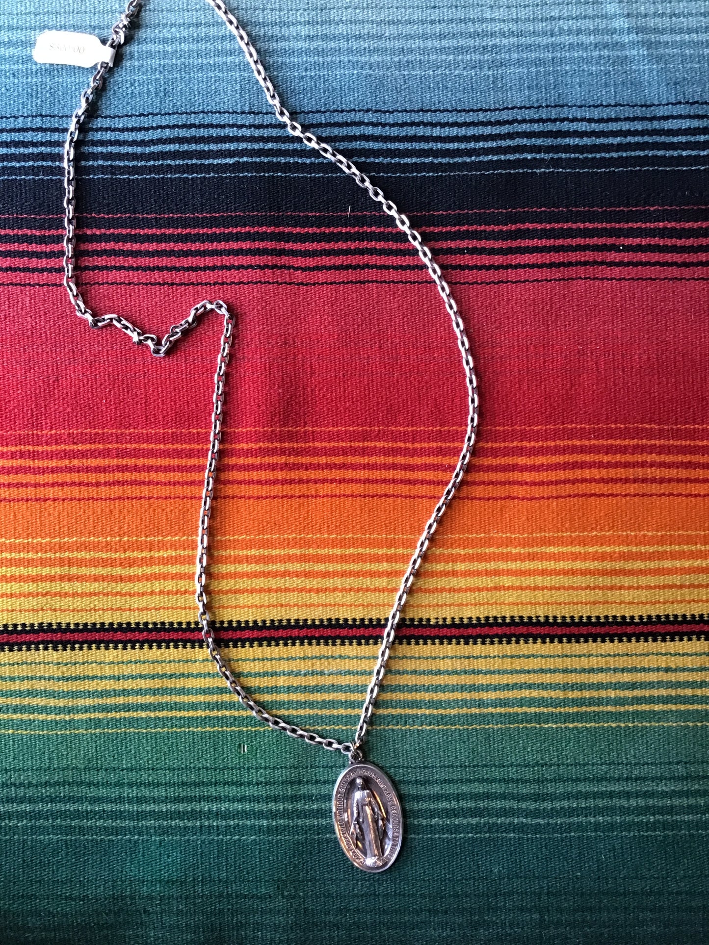 Vintage Sterling Mary Creed Pendant and Necklace 13 1/2”