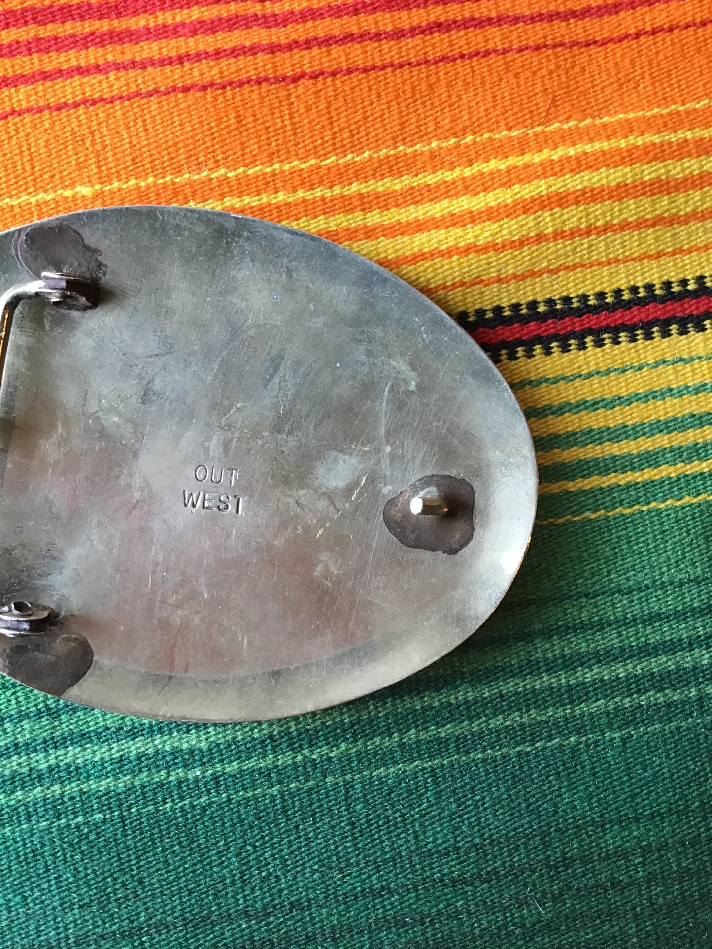 Vintage Out West Jim and Eagle Buckle 4 1/4” by 3 1/8”