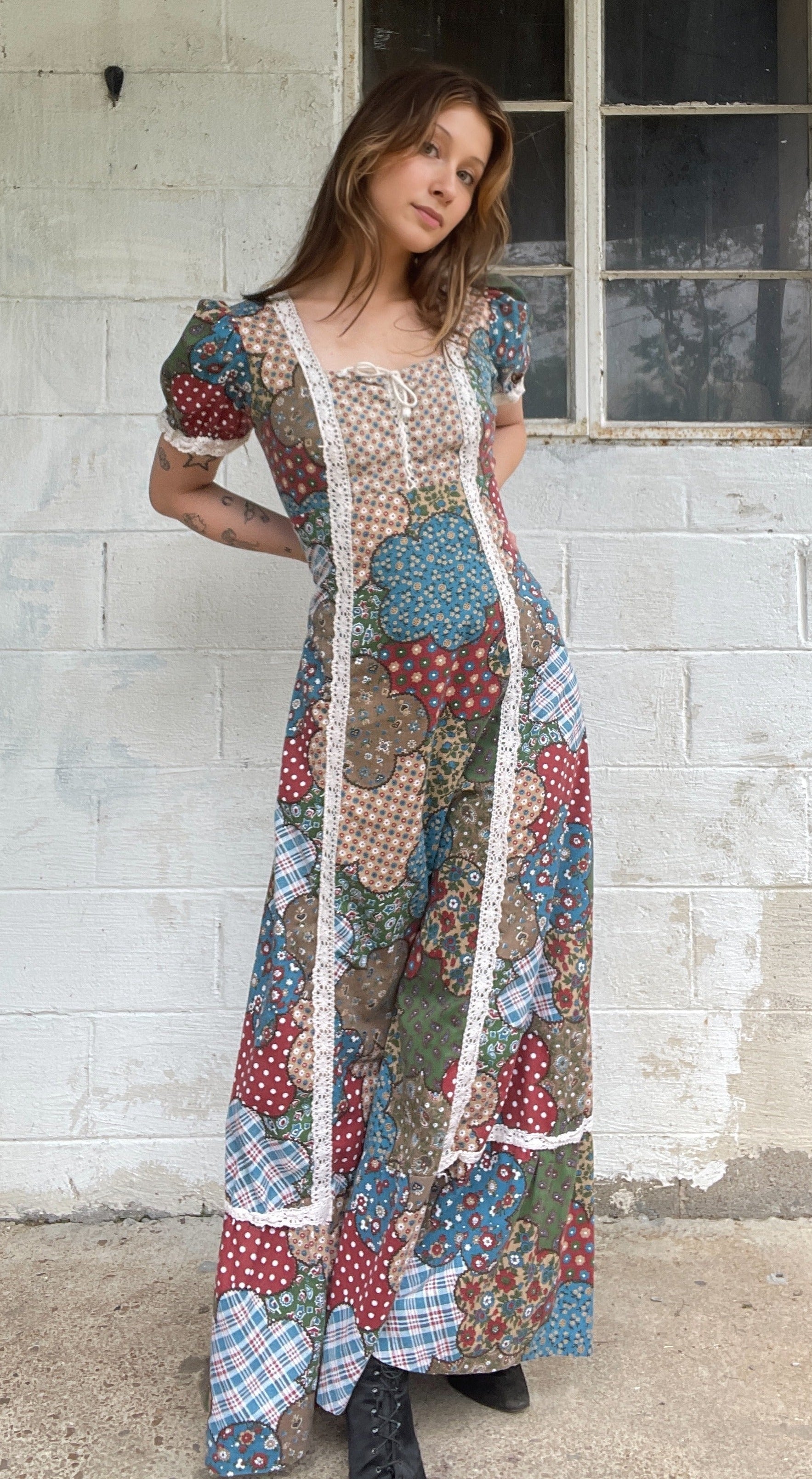 VTG 1970s Patchwork Maxi Dress Size Medium High Class Hillbilly VTG 1970s Patchwork Maxi Dress Size Medium High Class Hillbilly
