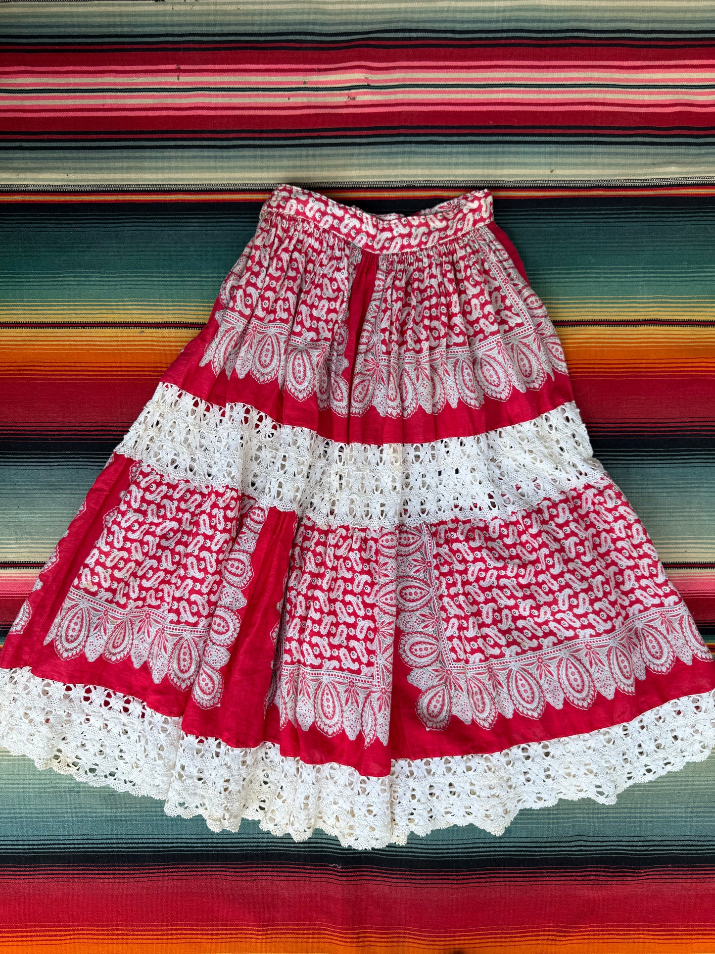 1950s Turkey Red Bandana Blouse+Skirt (CCV)