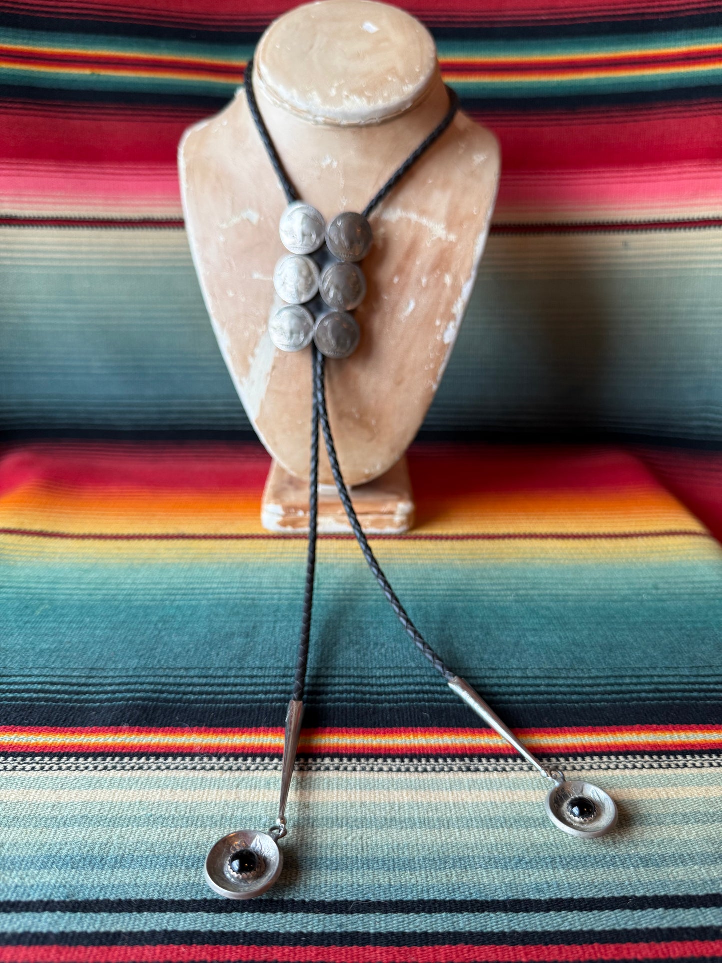 Vintage Buffalo Nickel and Onyx Bolo