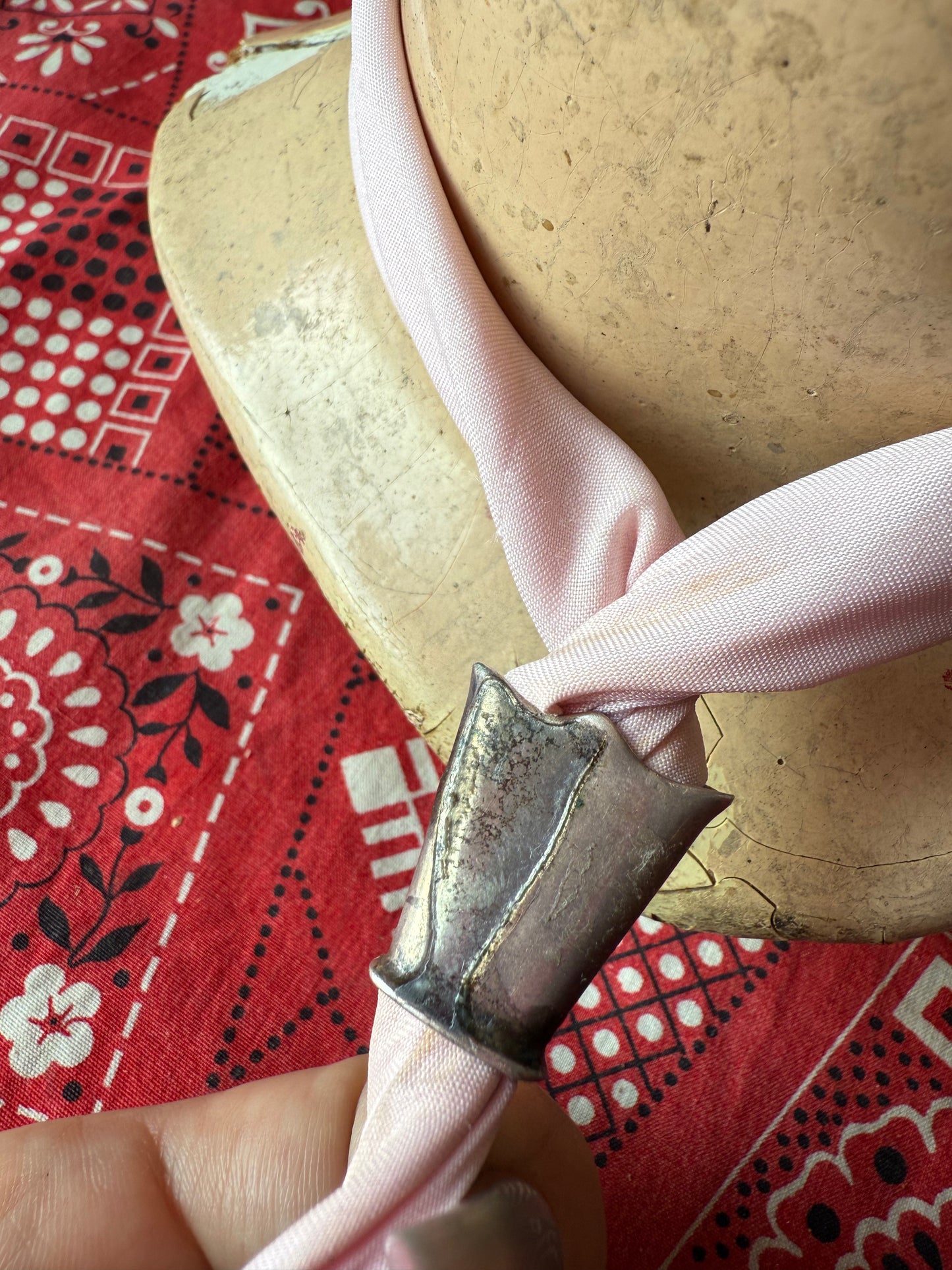 Vintage Sterling and Turquoise Bandana Slide