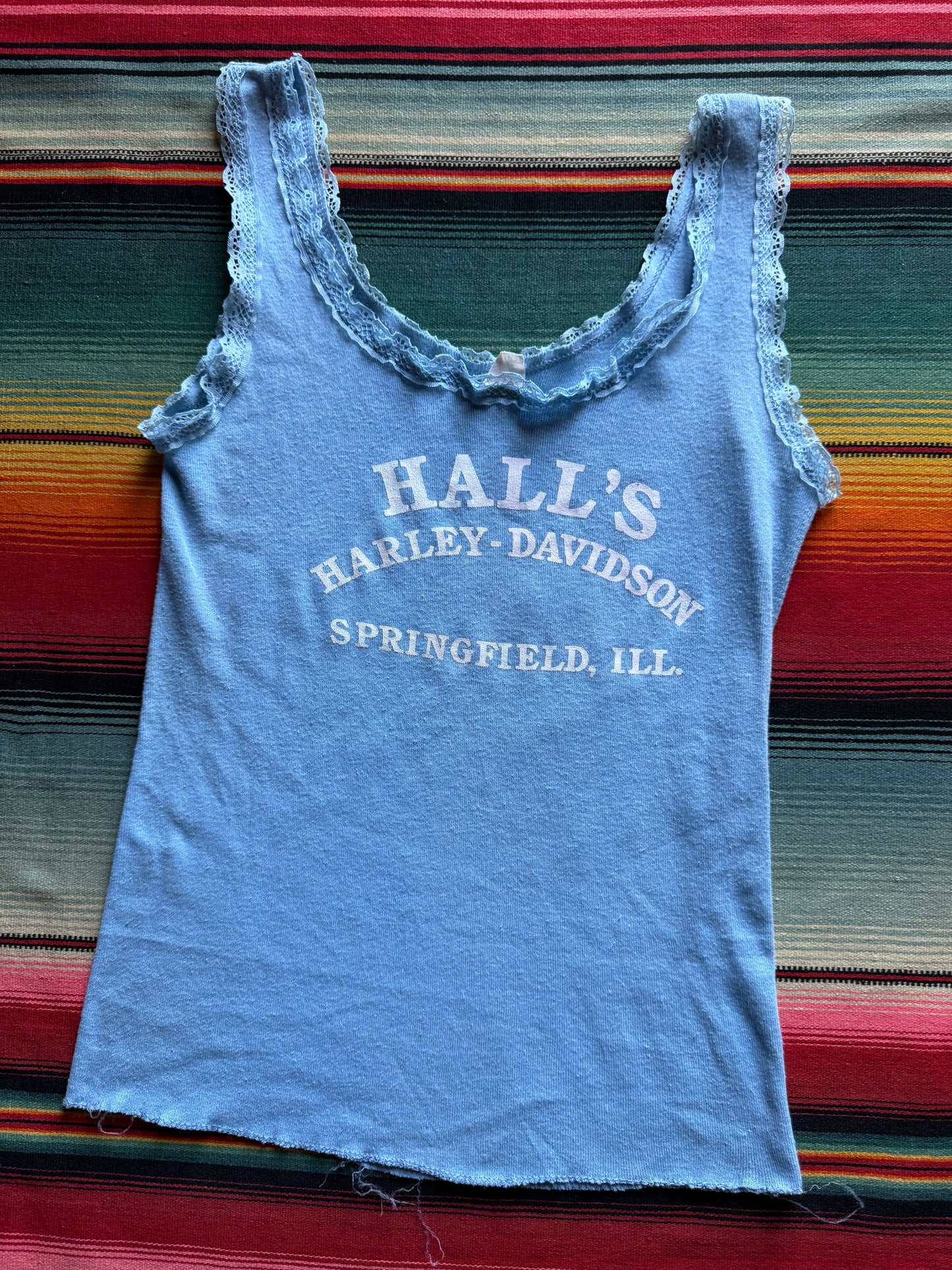 1980s Blue Harley Tank