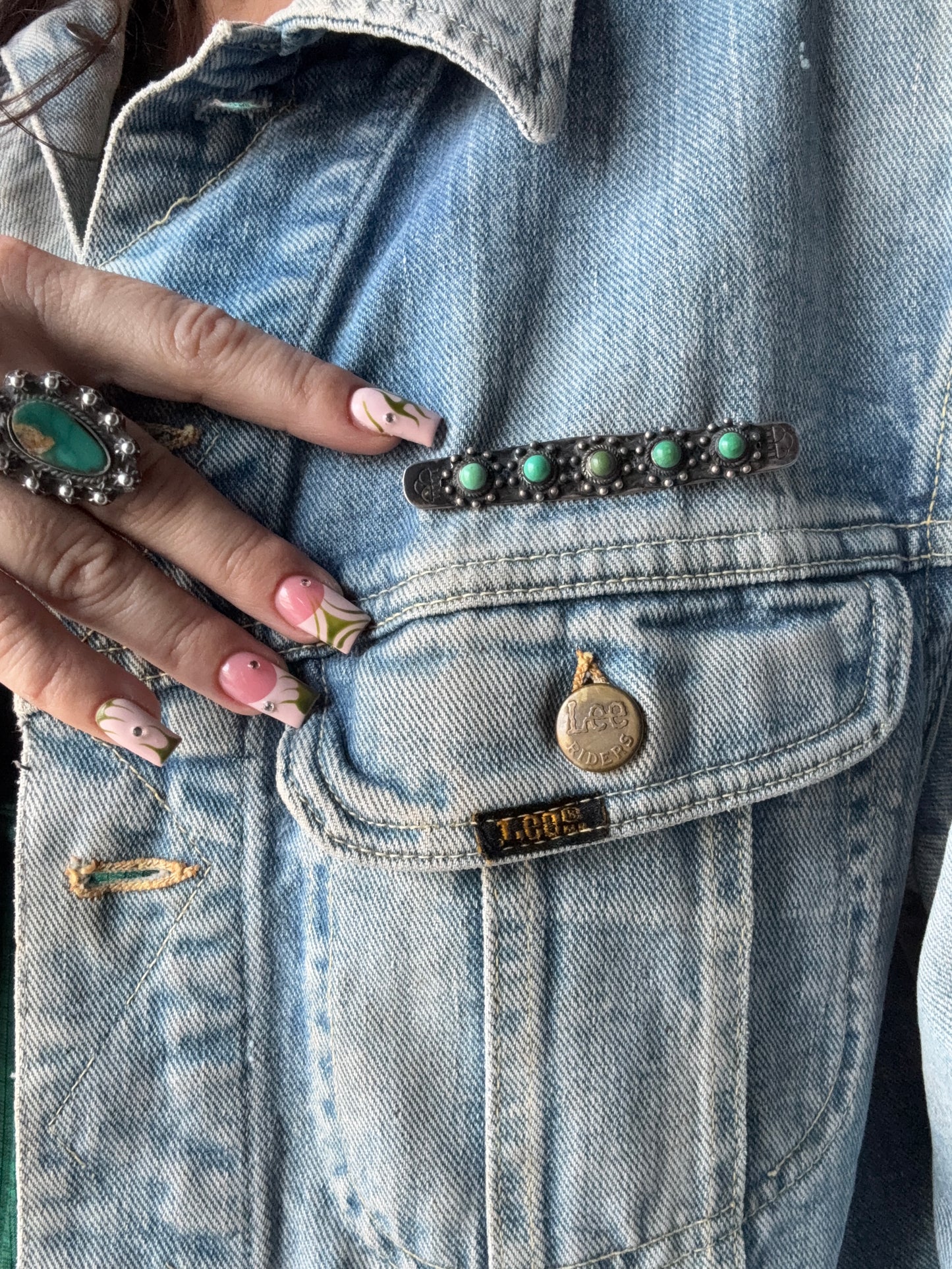 Fred Harvey 5 Stone Raincloud Bar Pin