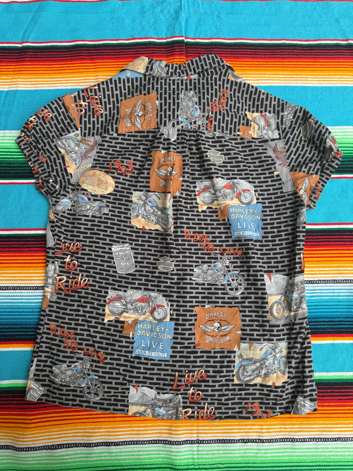 Harley Davidson Button Up Live to Ride