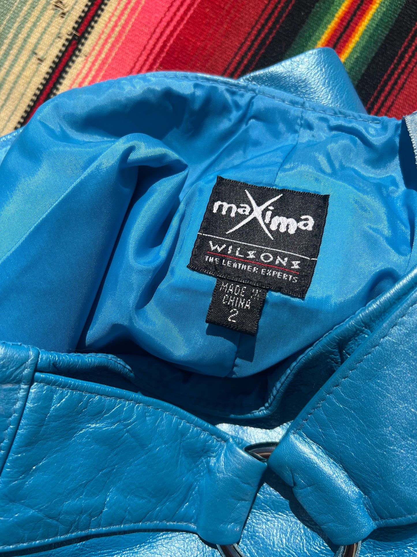 Vintage Metallic Blue Leather Mini Skirt