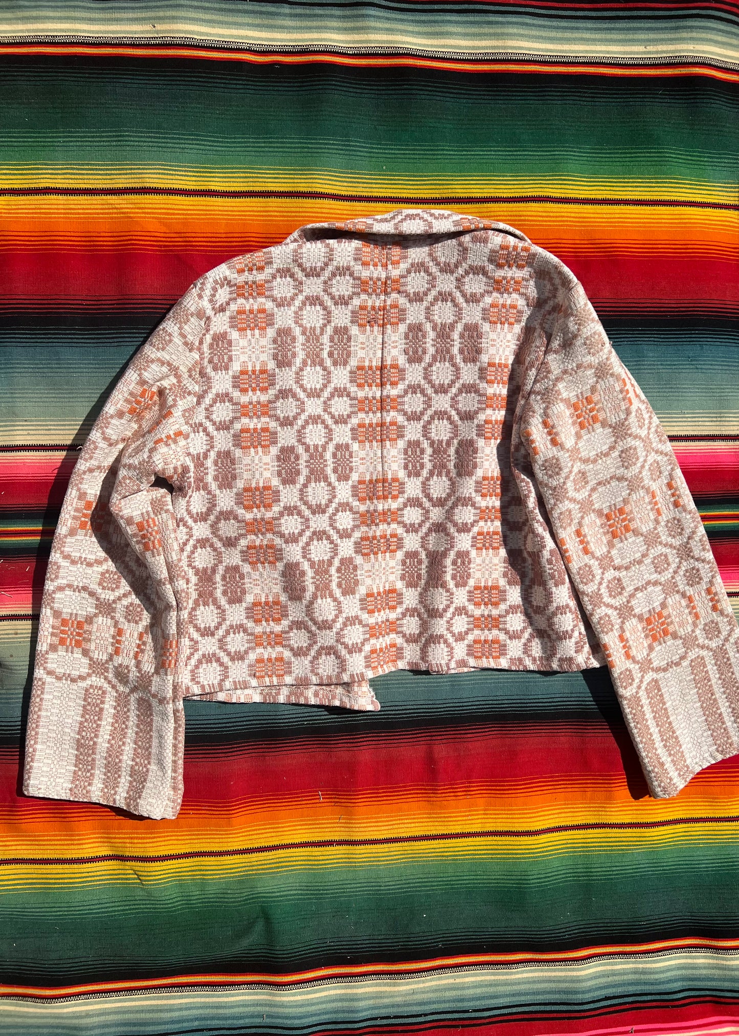 Handmade Crop Quilt Coat (Light Pink Flower)