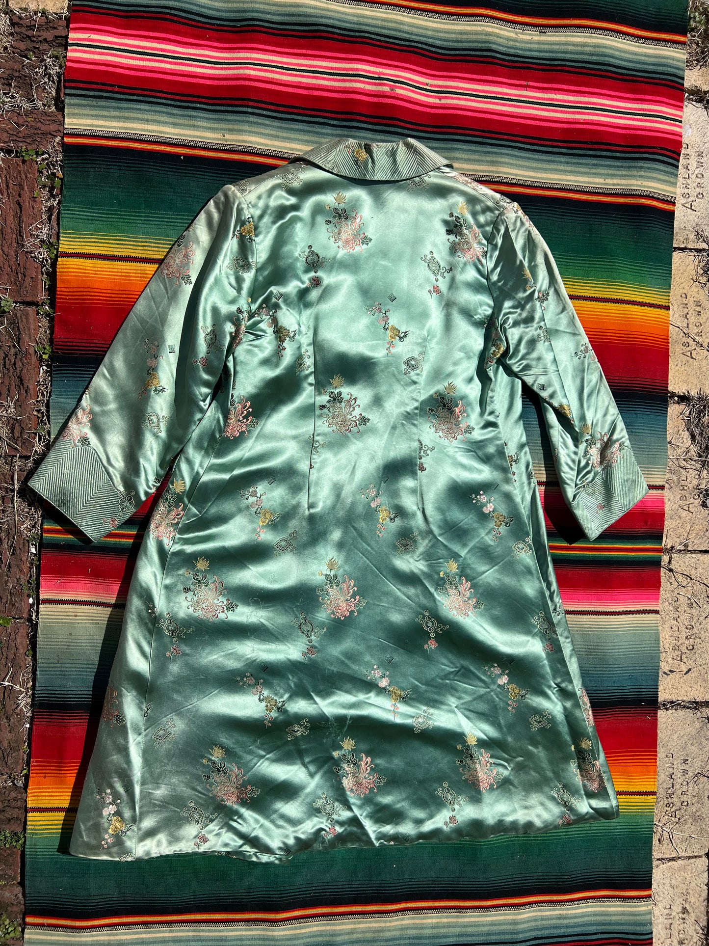 Vintage Mint Green Satin Duster Coat