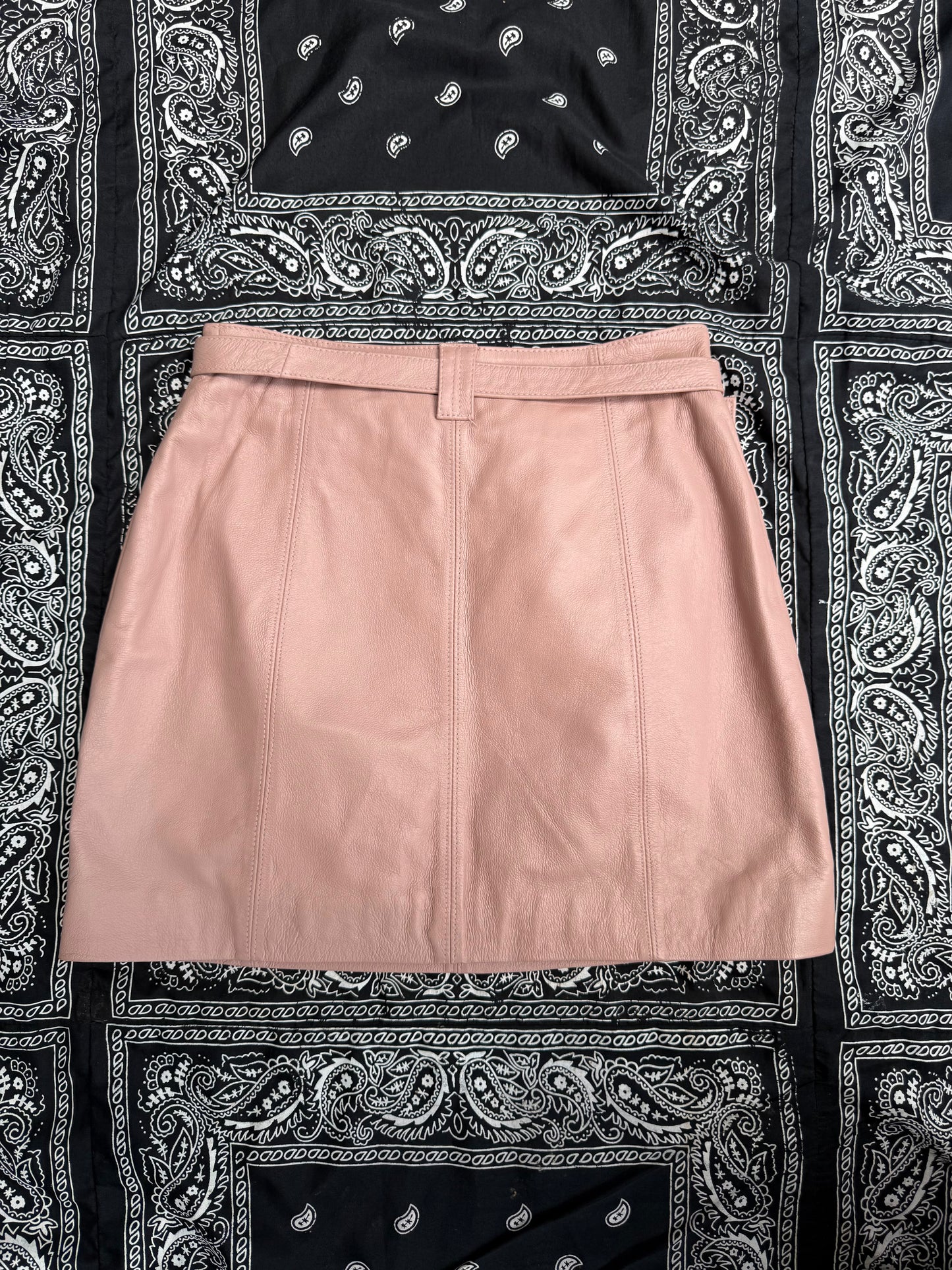 Pink Wilson's Leather Mini Skirt