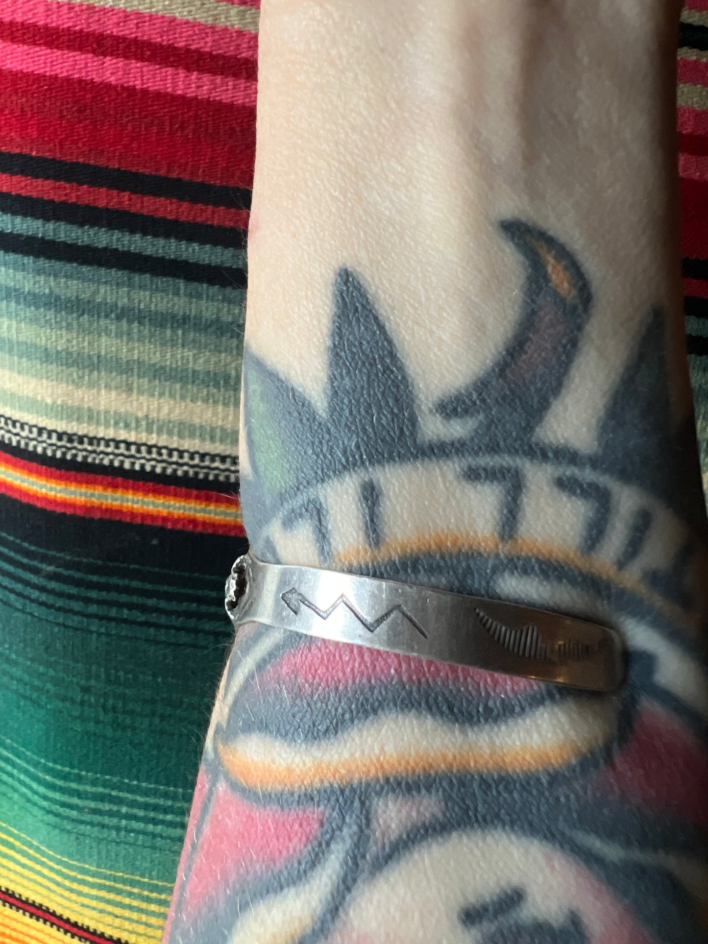 Harvey Era Thunderbird Diamond Cut Stone Cuff