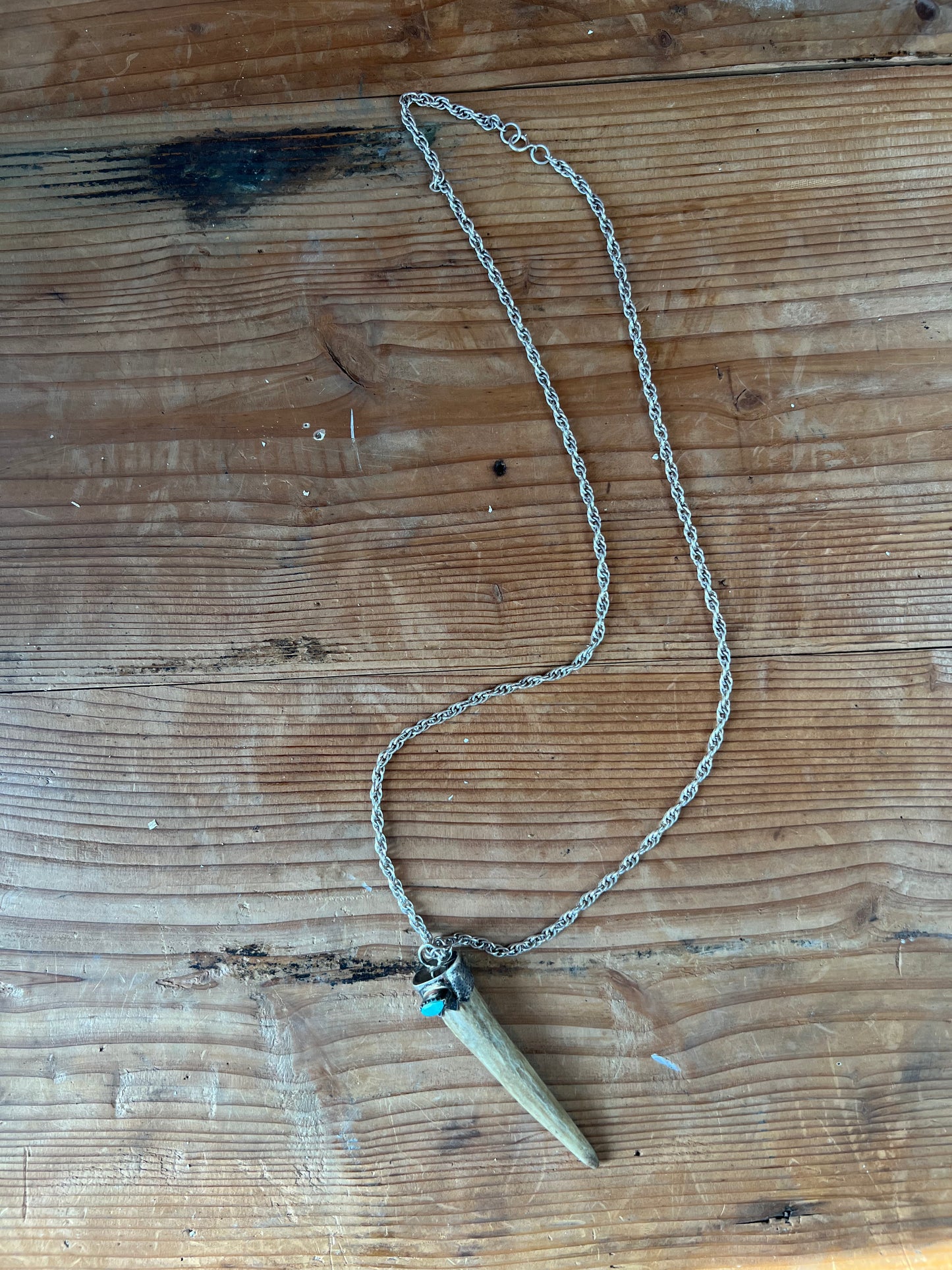Antler Turquoise Sterling Rope Chain Necklace