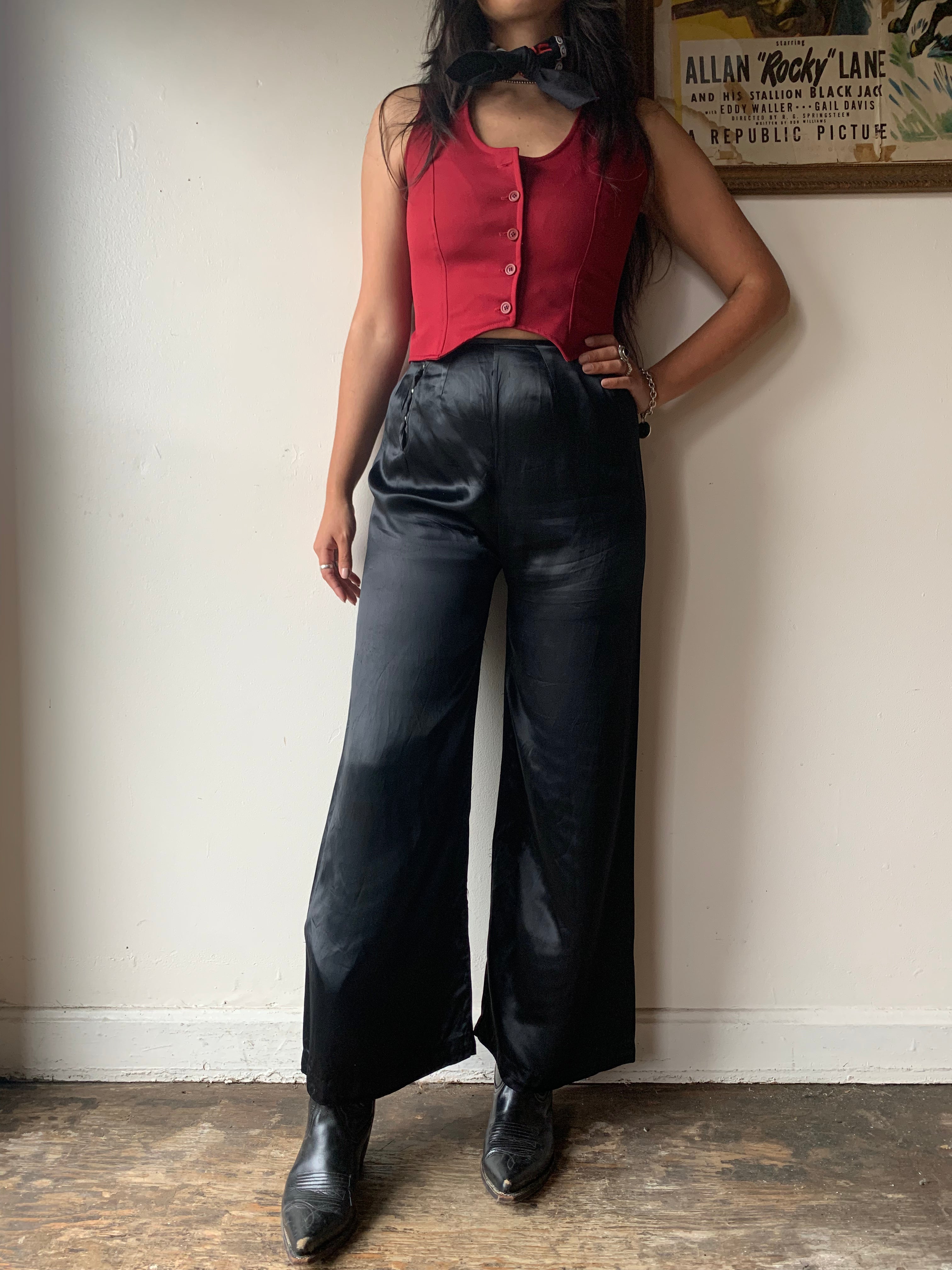 Black Satin Wide Leg High Waisted Trousers – LA CHIC PICK