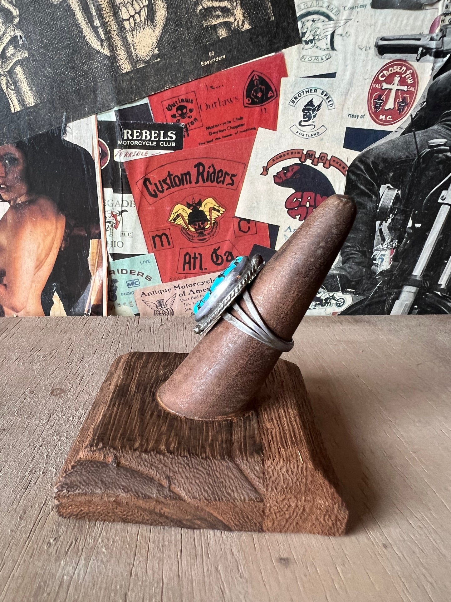 Oblong Turquoise 3 Bead Ring