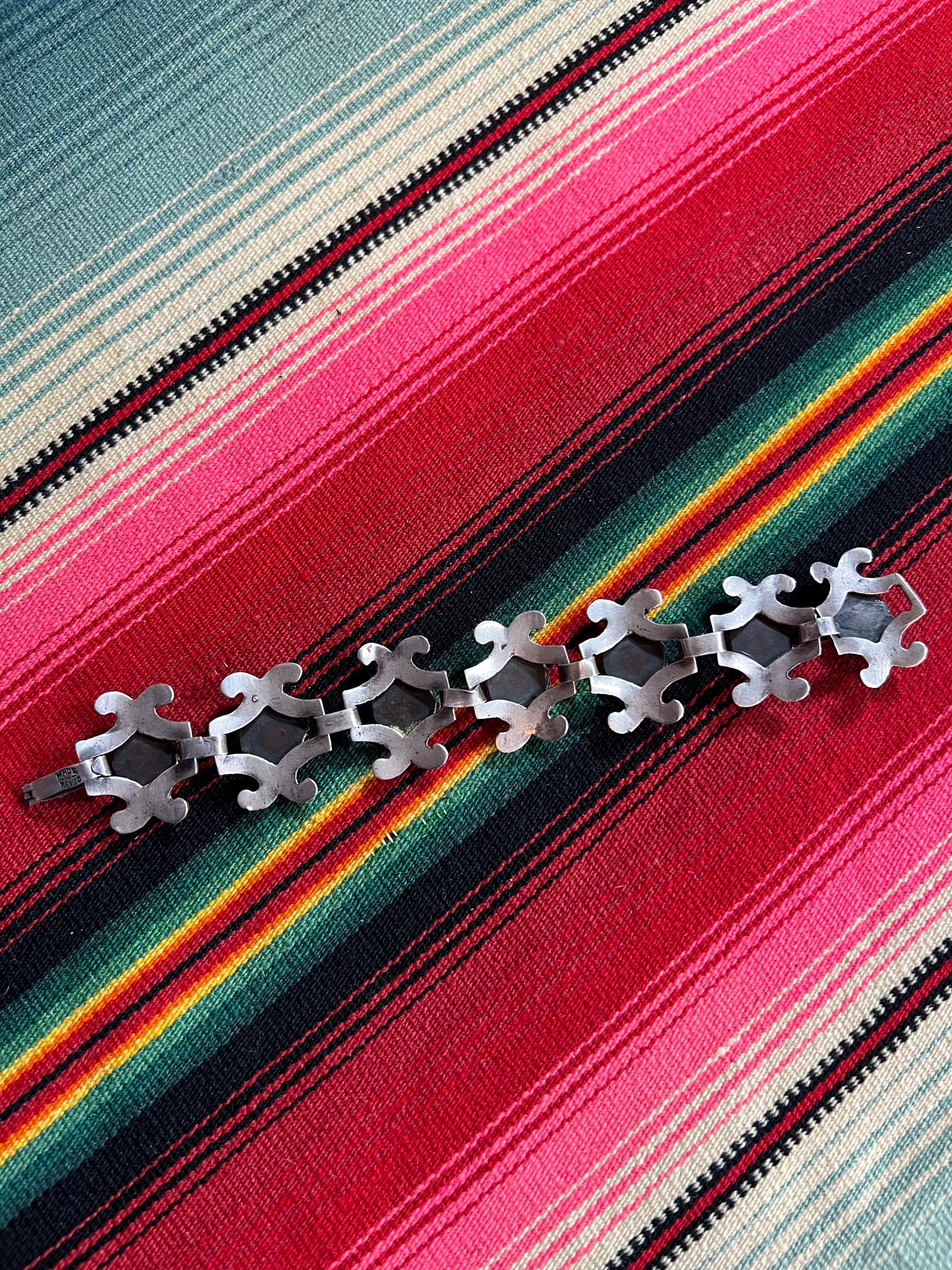 Antique Mexican Sterling and Turquoise Bracelet (MA)
