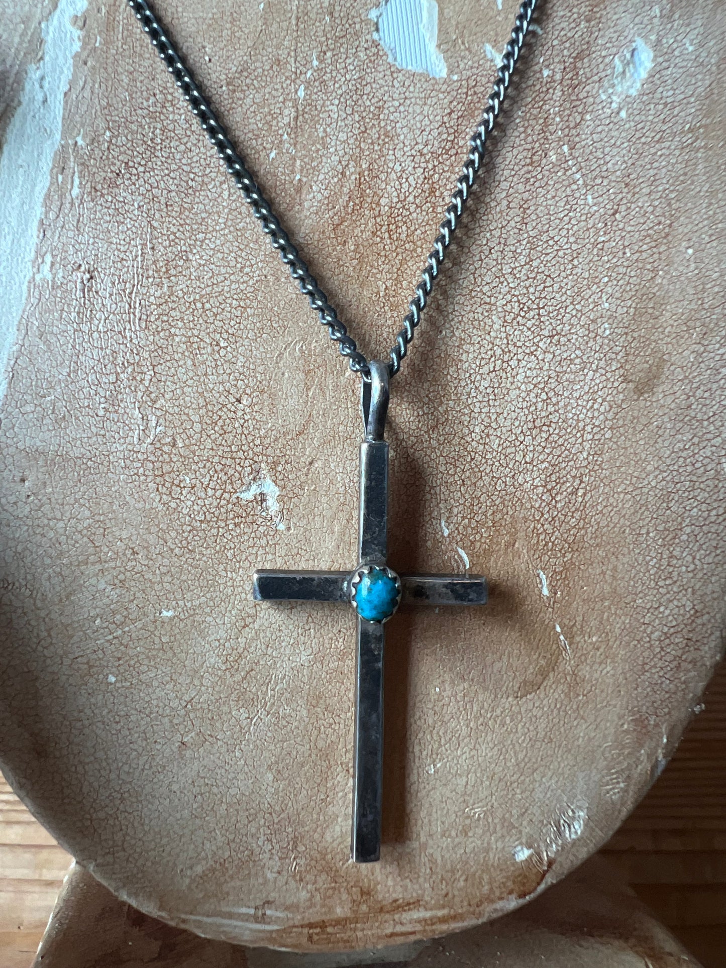 Small Turquoise Sterling Cross w/ Chain