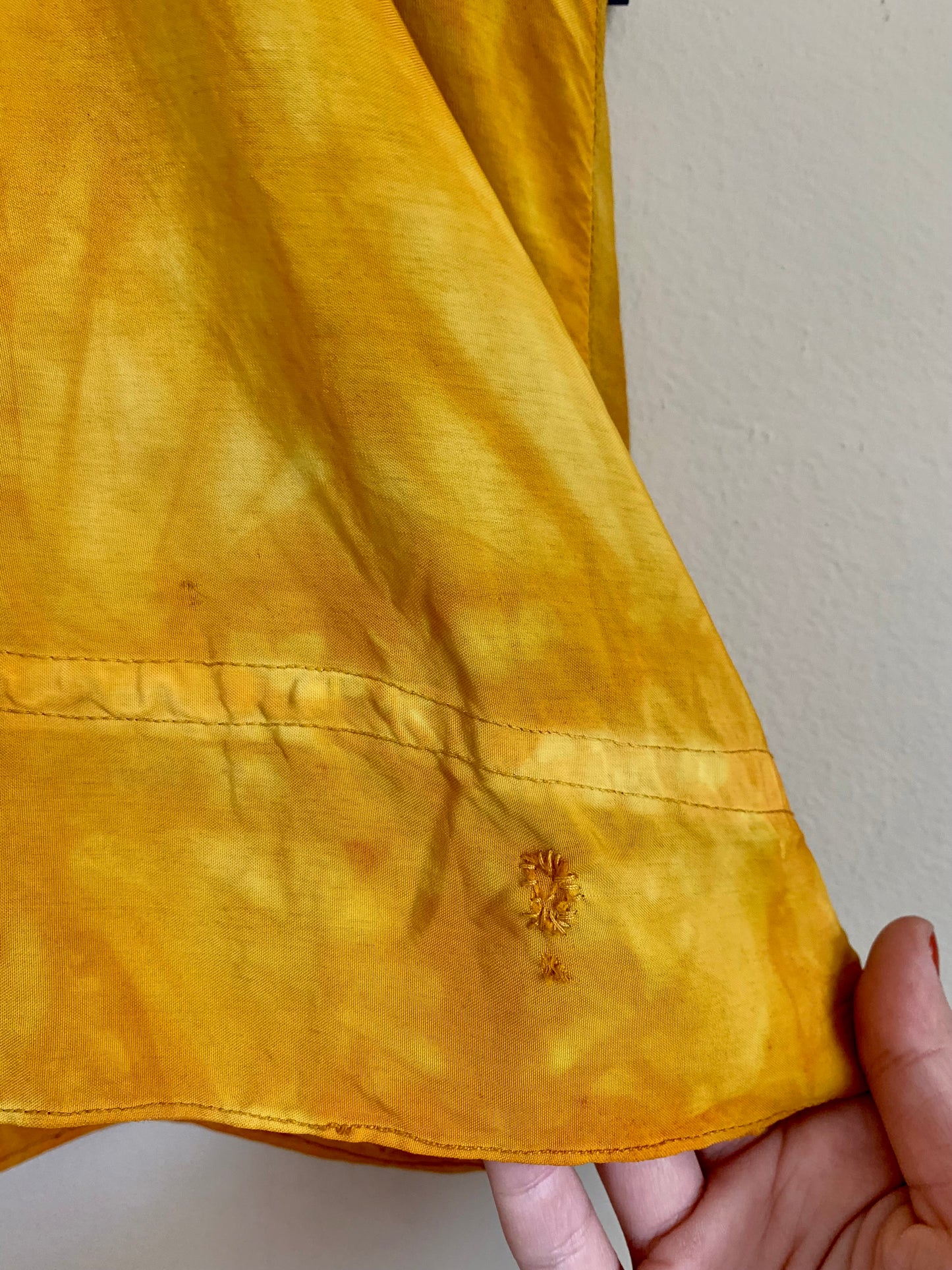 1930s Marigold Silk Hungarian Embroidered Blouse -as is- (XS)