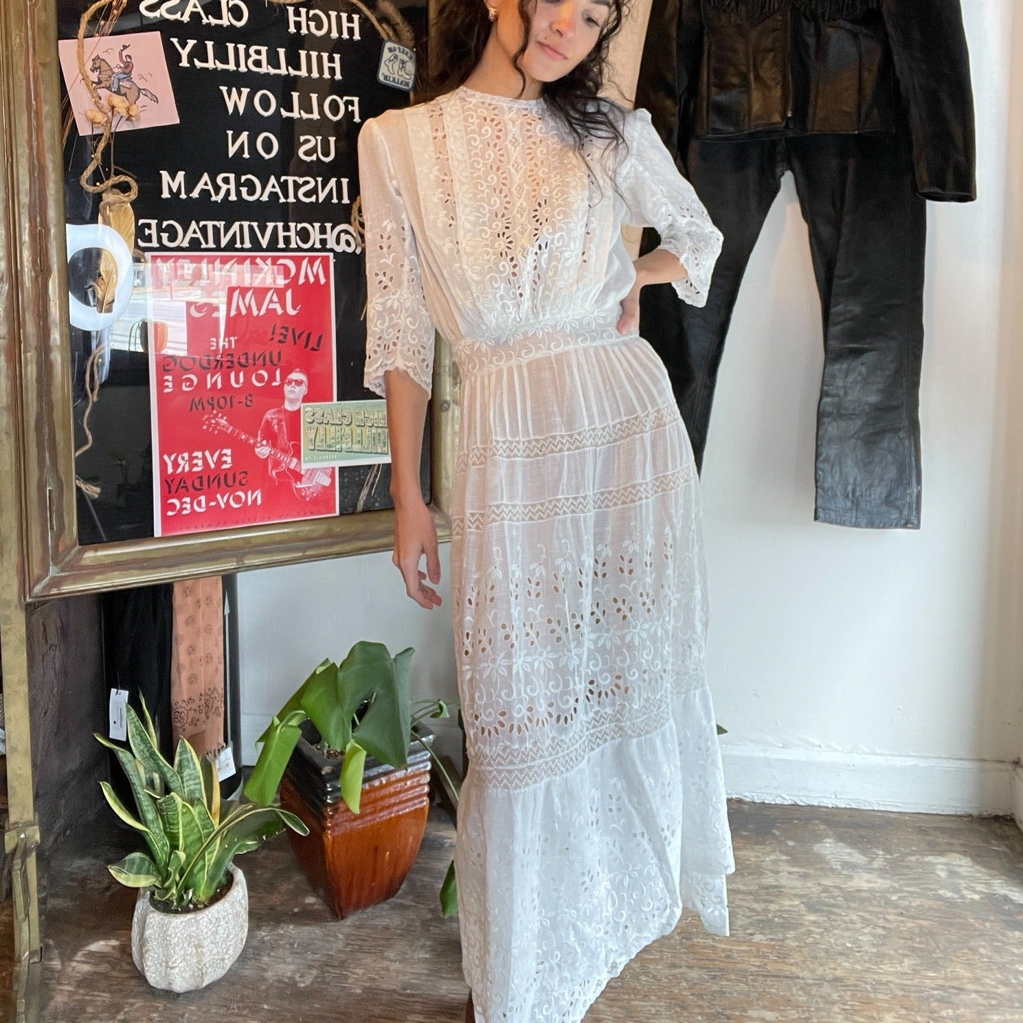 Edwardian Cotton & Lace Lawn Dress (XS) Edwardian Cotton & Lace Lawn Dress (XS)