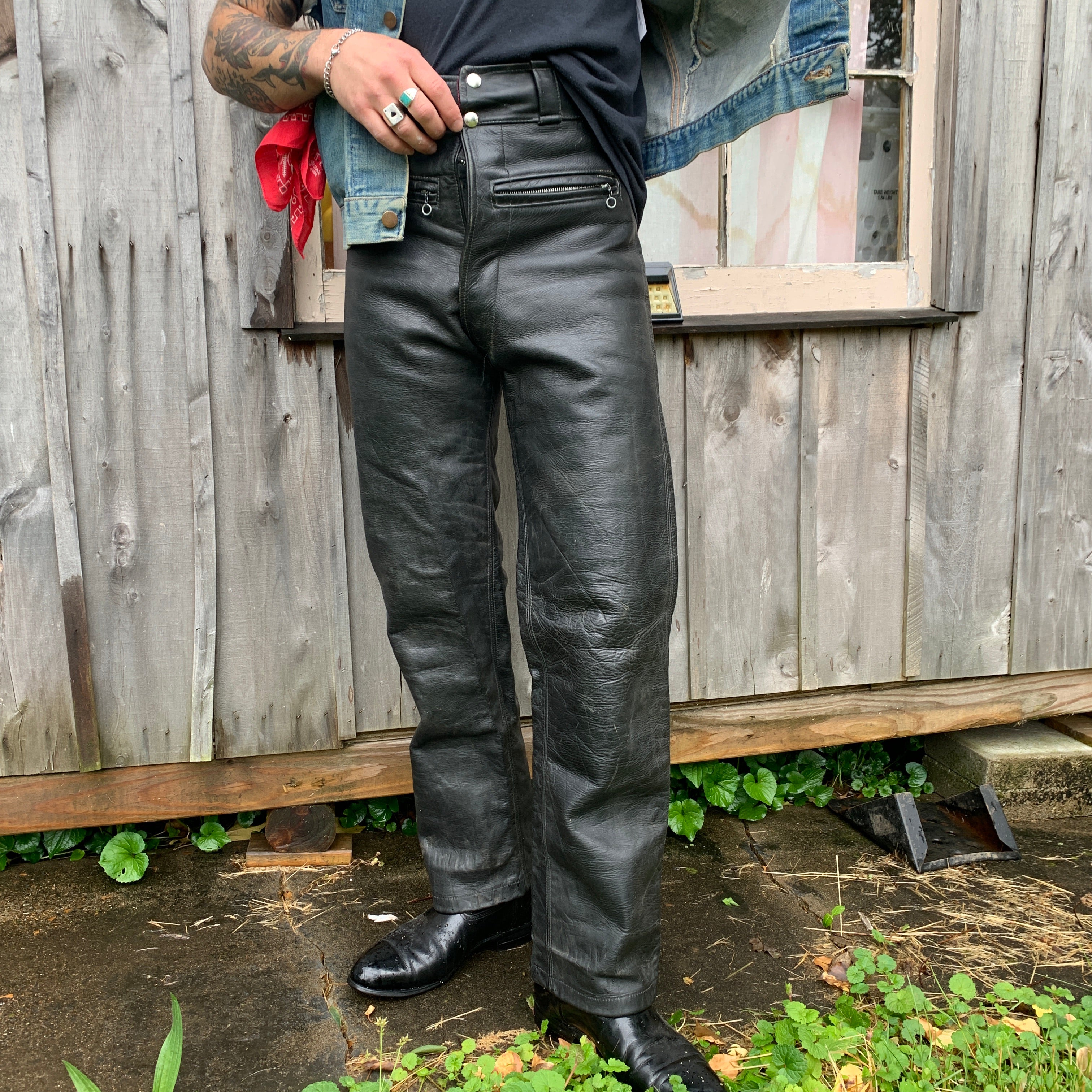 campus loss Bad luck Vintage Biker Leather Moto Pants 28x29 – High Class Hillbilly