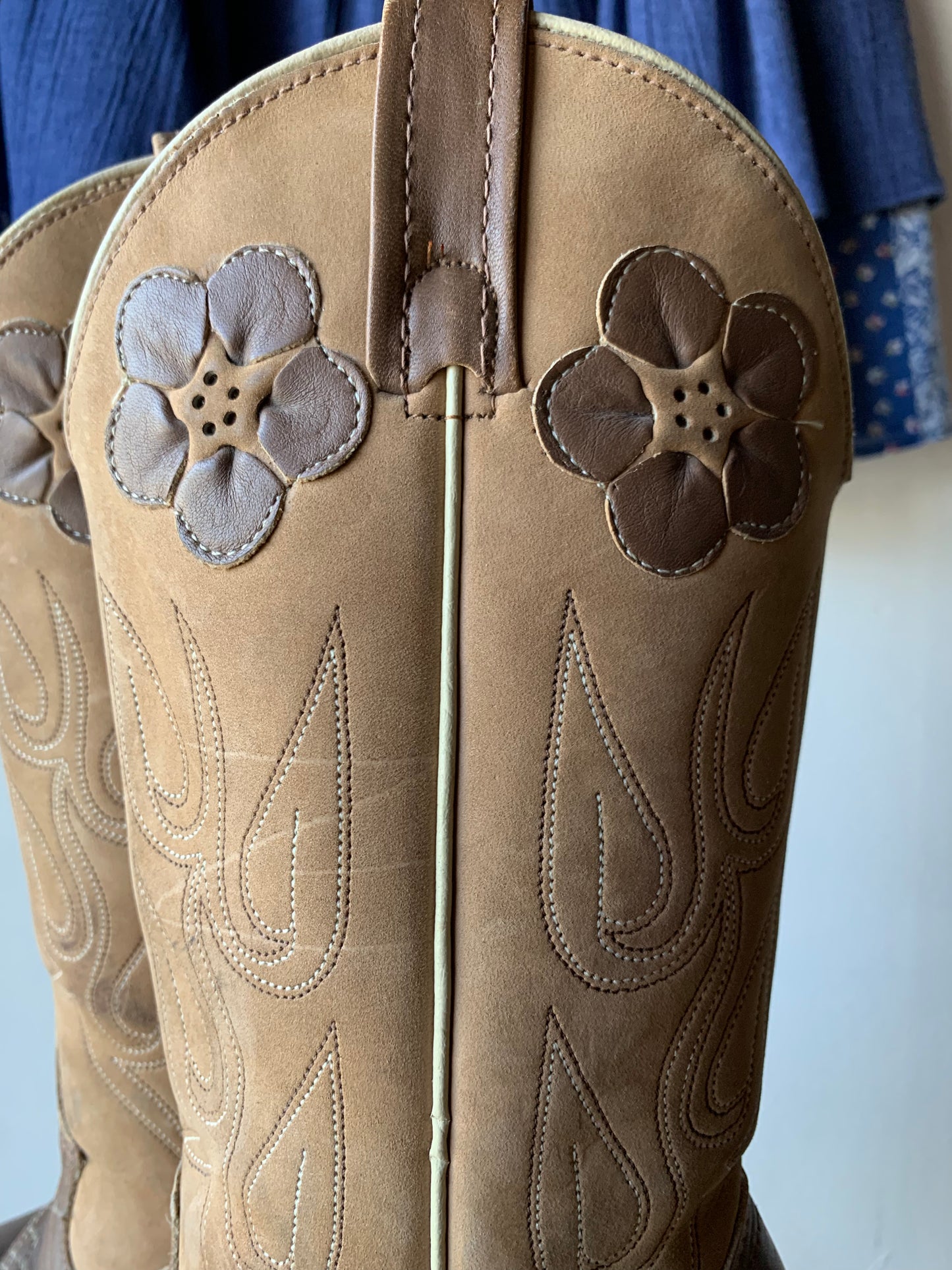 W6.5 Acme Flower Leather Western Cowboy Boots