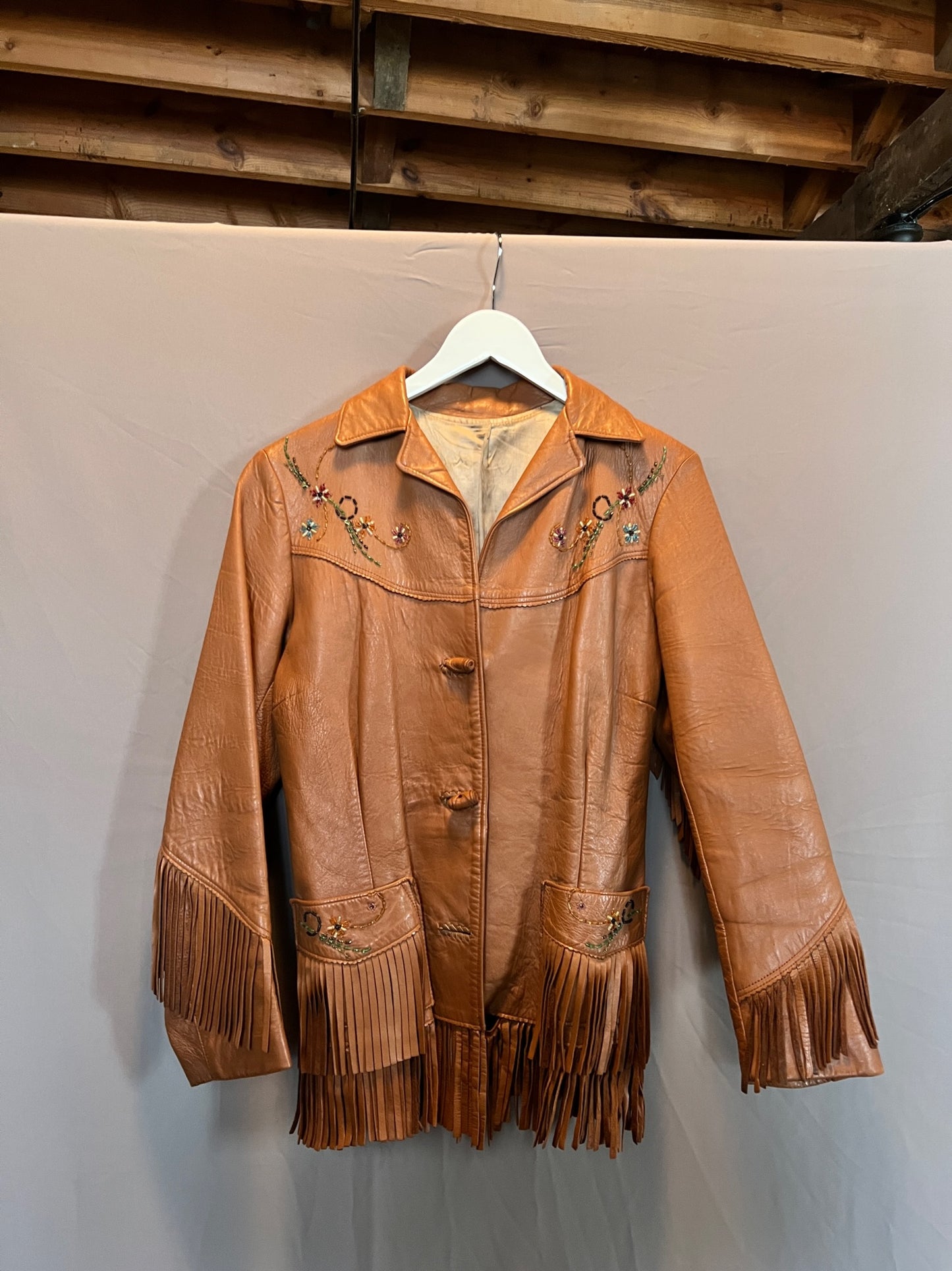 1950s RARE Chris Line Deerskin Beaded Fringe Jacket