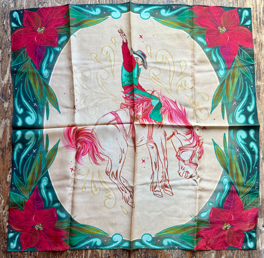 Cowboy Christmas Silk Scarf