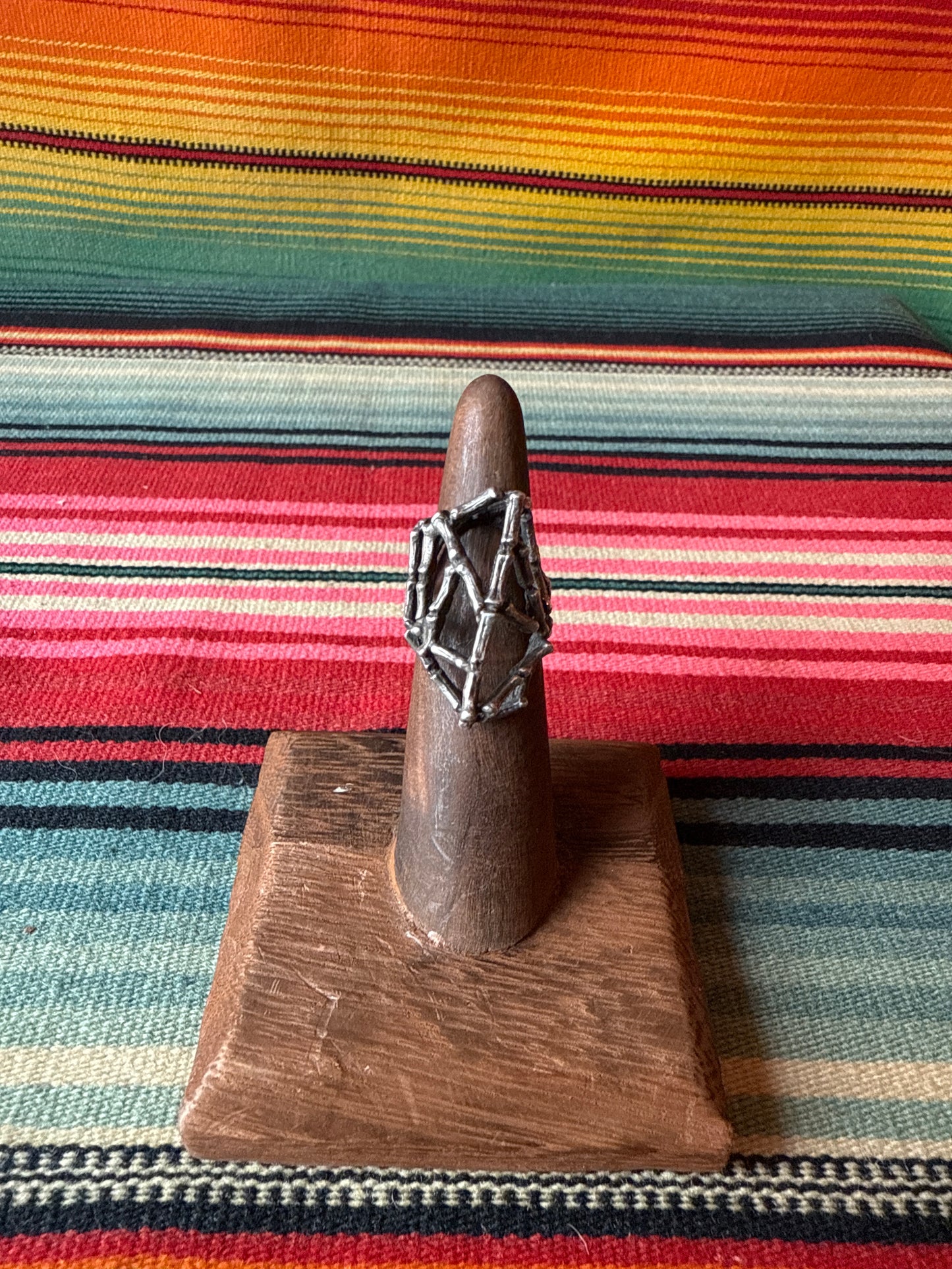 Vintage Sterling Brutalist Style Bone Ring (MA)