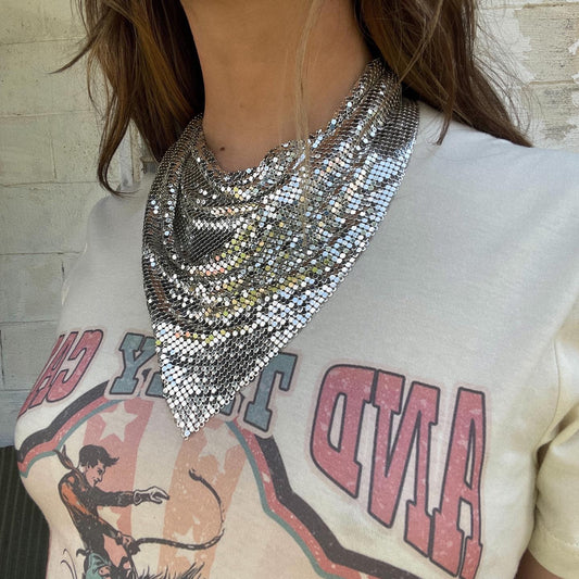 VTG Whiting & Davis Silvertone Mesh Bandana Necklace