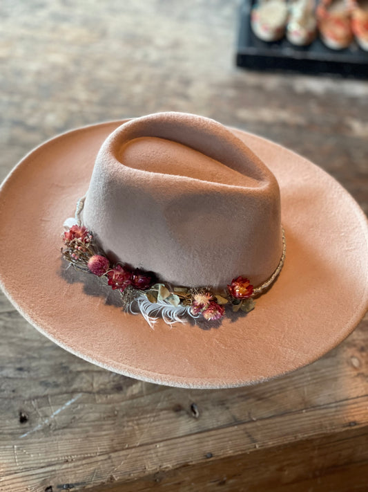 Assorted Cowboy Hats with Floral Hat Bands