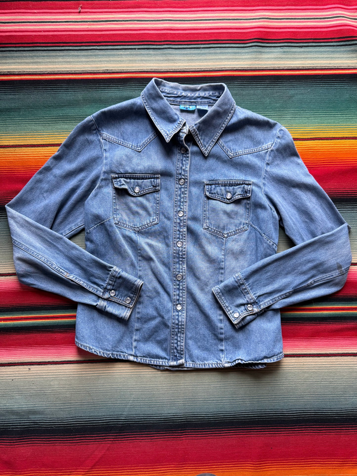 y2k denim pearl snap