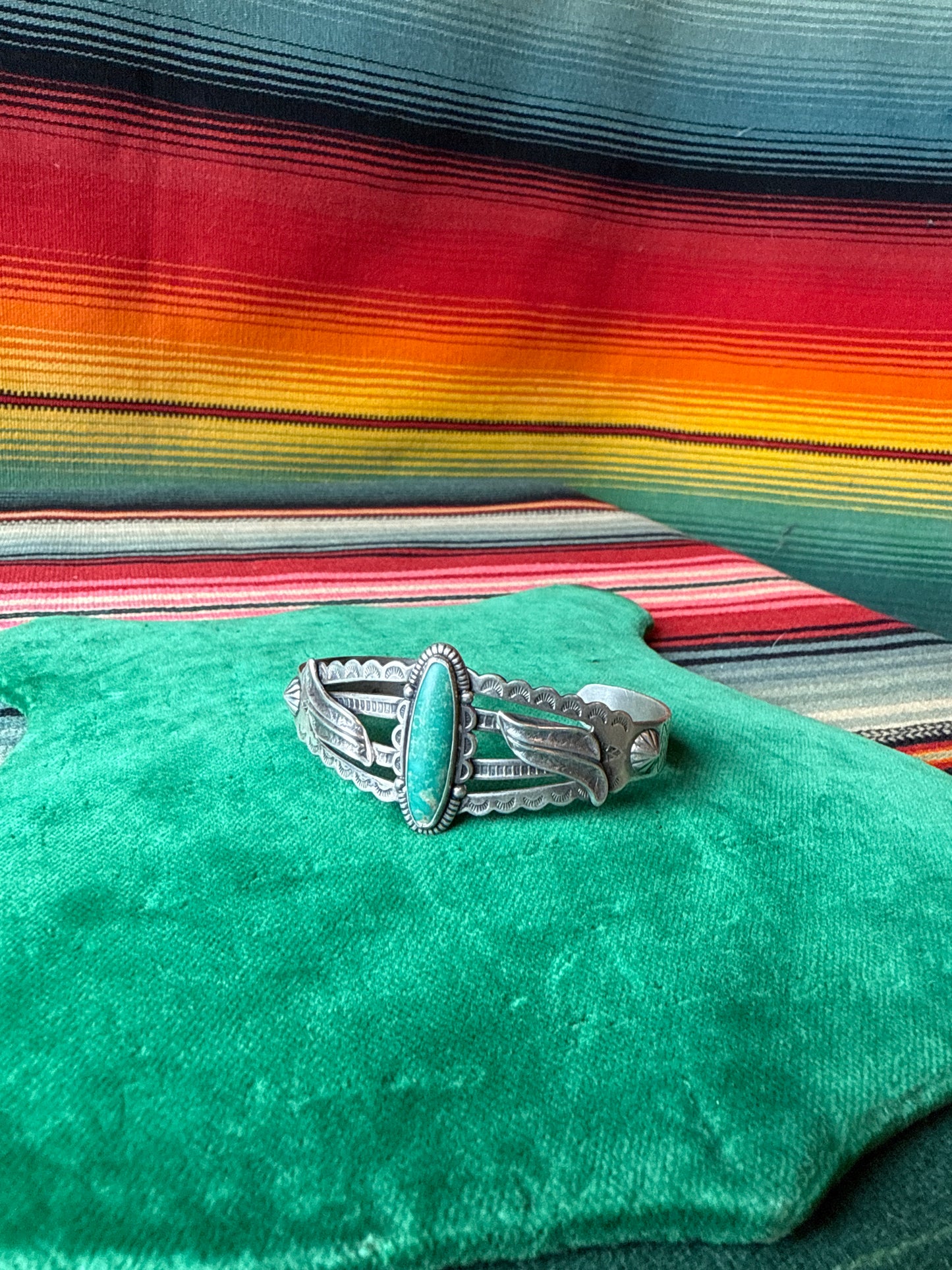 Fred Harvey Era Sterling and Turquoise Cuff (MA)