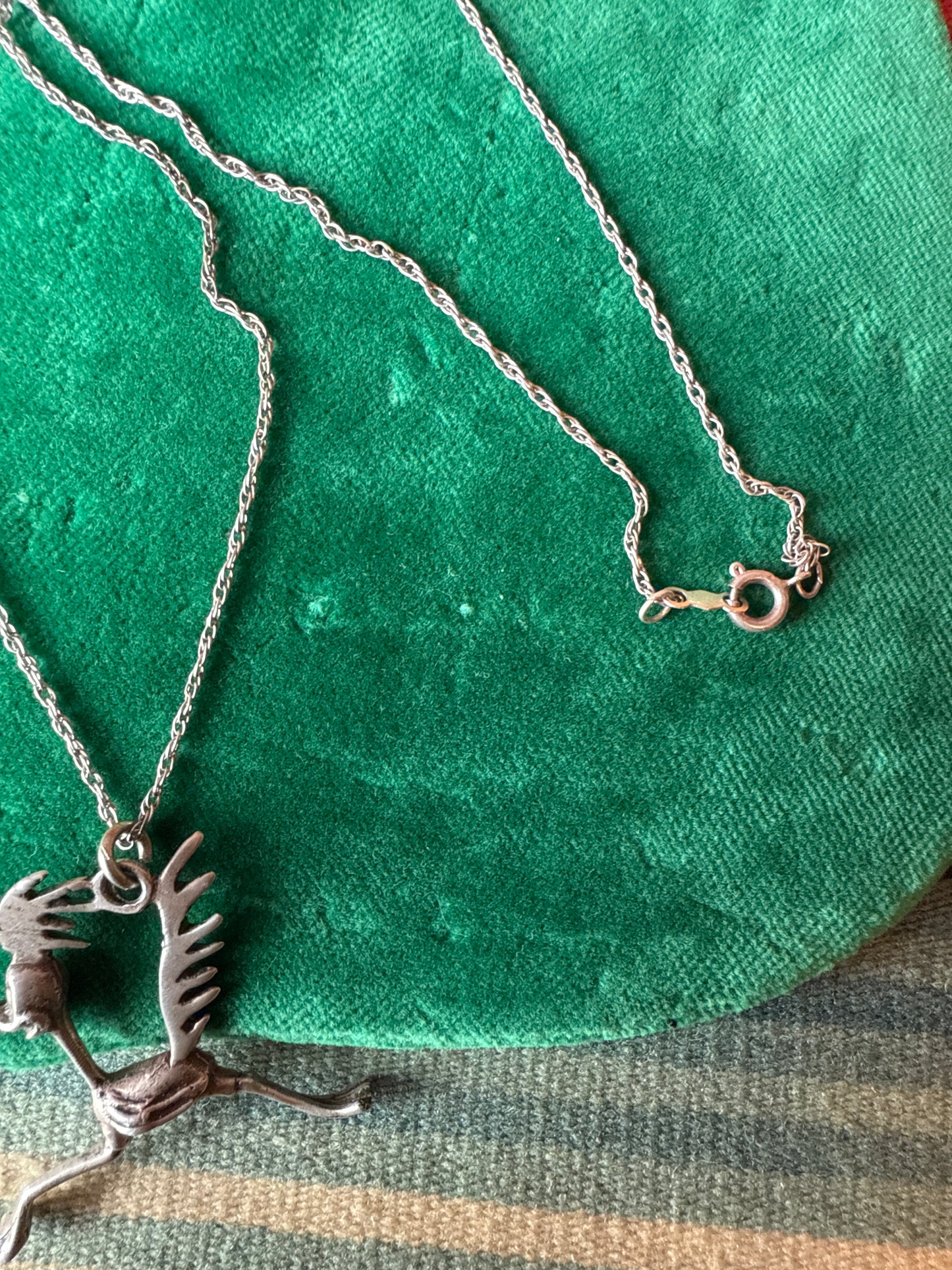 Vintage Sterling Roadrunner Pendant and Chain 9 1/2” (MA)