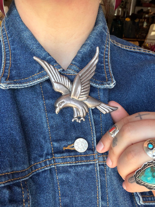 Vintage Sterling Mexican Eagle Pin Large (MA)