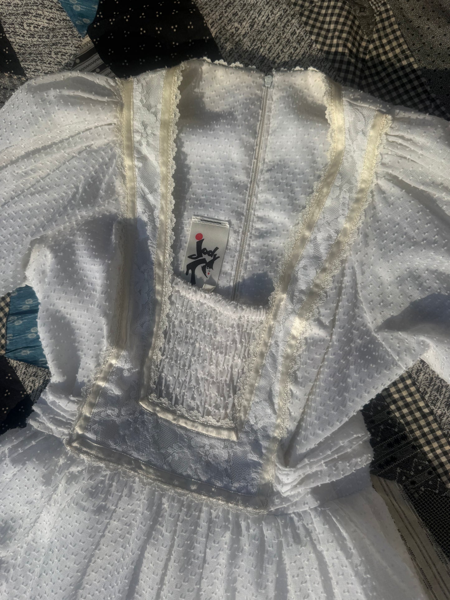 1970s Deadstock Swiss Dot Prairie Dress