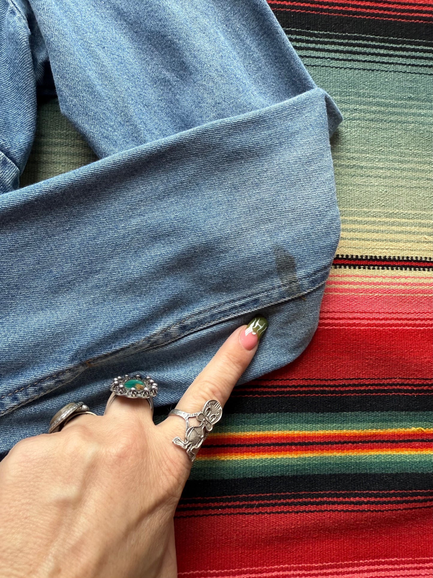 y2k denim pearl snap