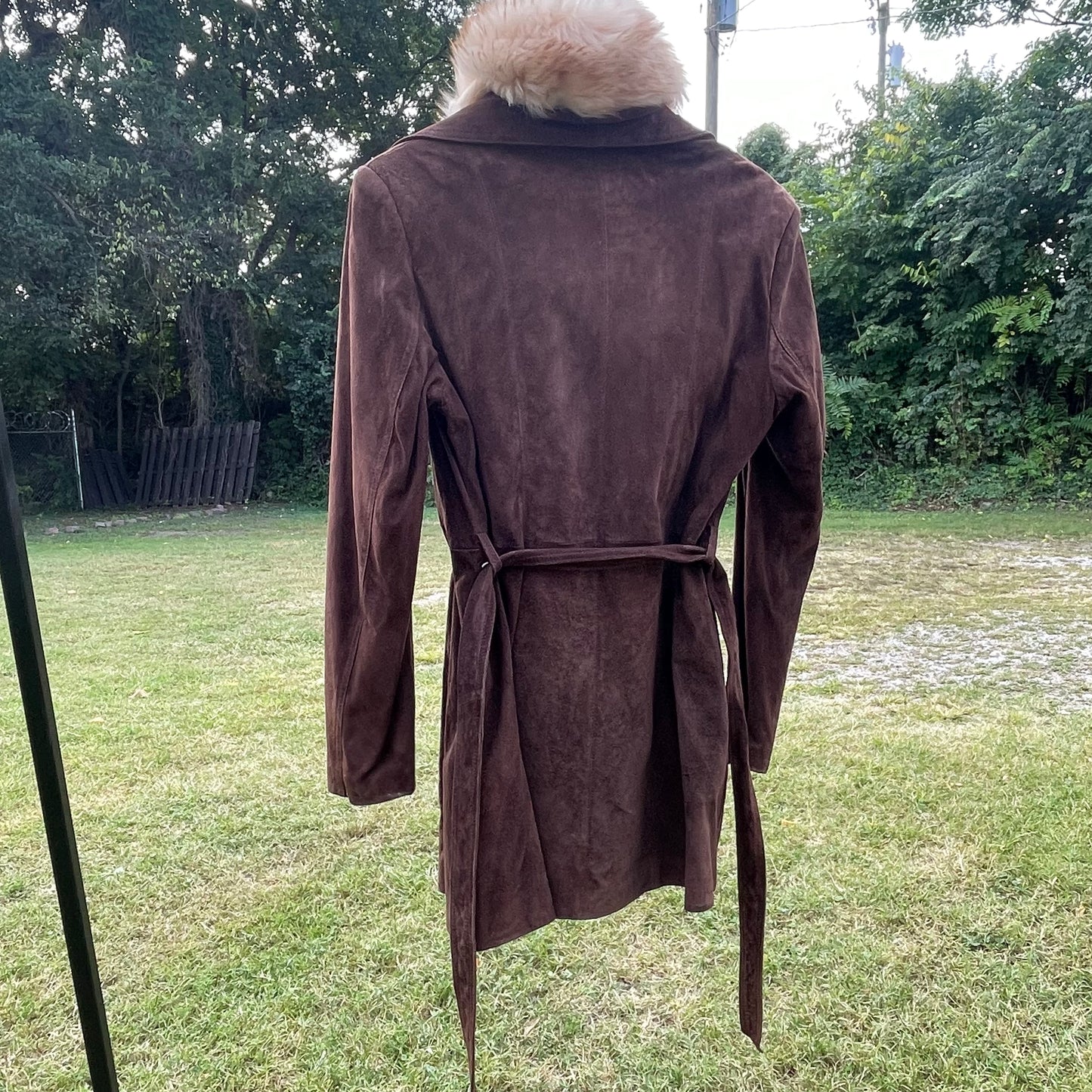 VTG Deerskin Trading Post Dark Brown Suede Coat with Fur Collar