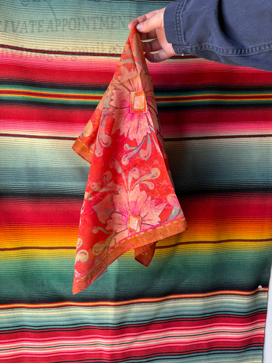 Rust Rodeo Red Floral Western Silk Scarf