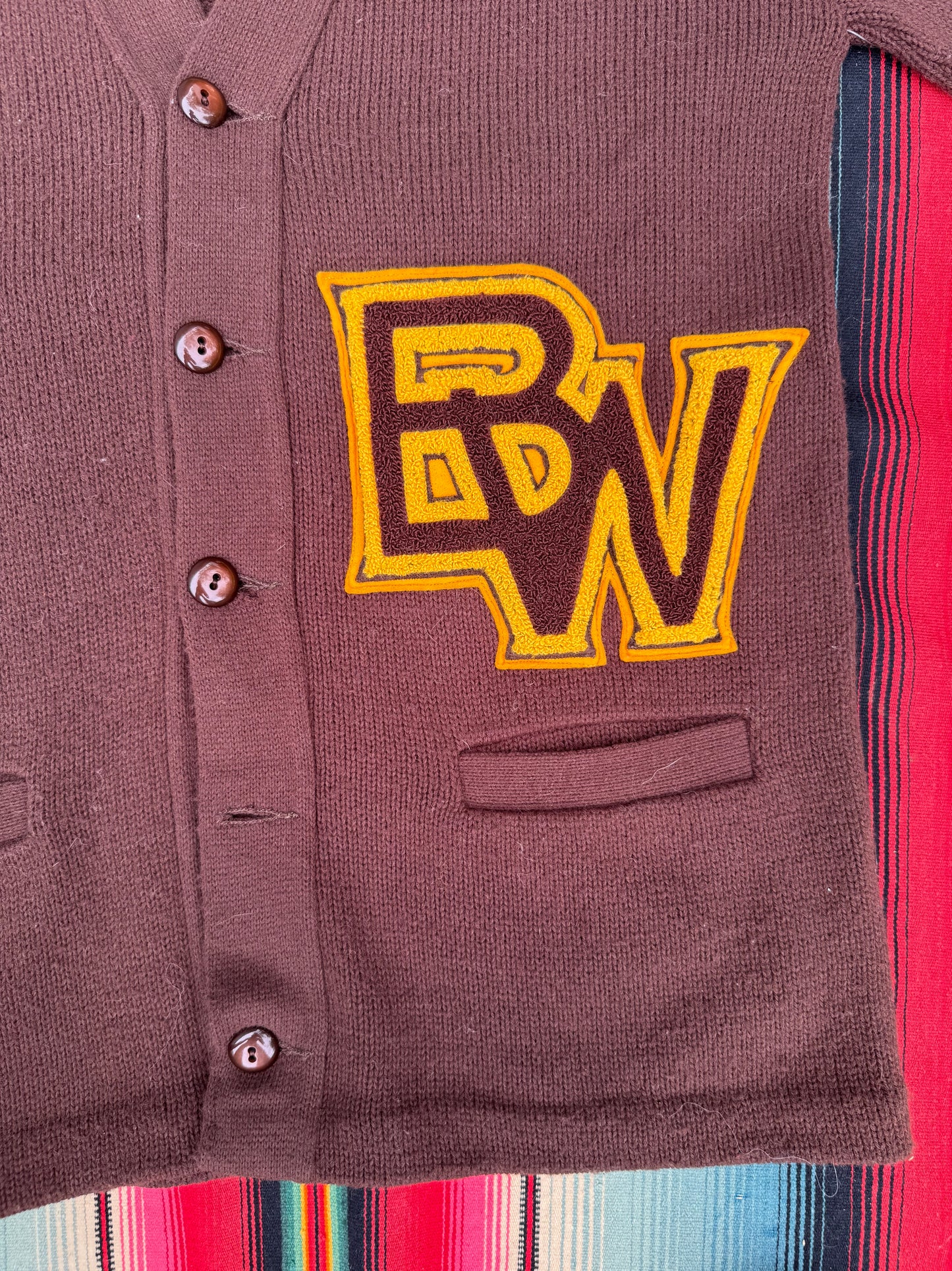 Vintage Champion "BW" Letterman Knit Cardigan
