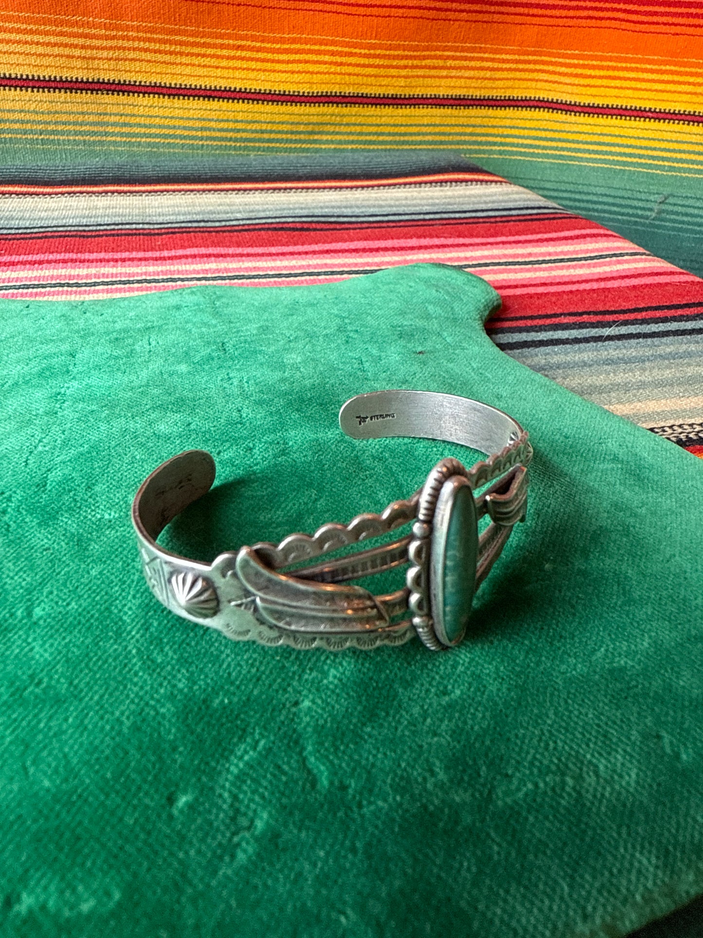 Fred Harvey Era Sterling and Turquoise Cuff (MA)