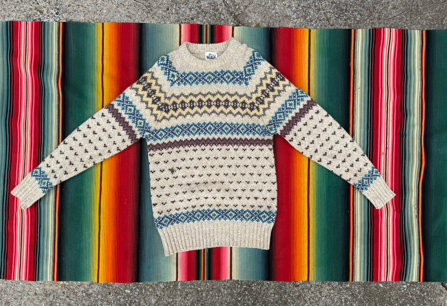 Woolrich Tan Patterned Knit Wool Sweater