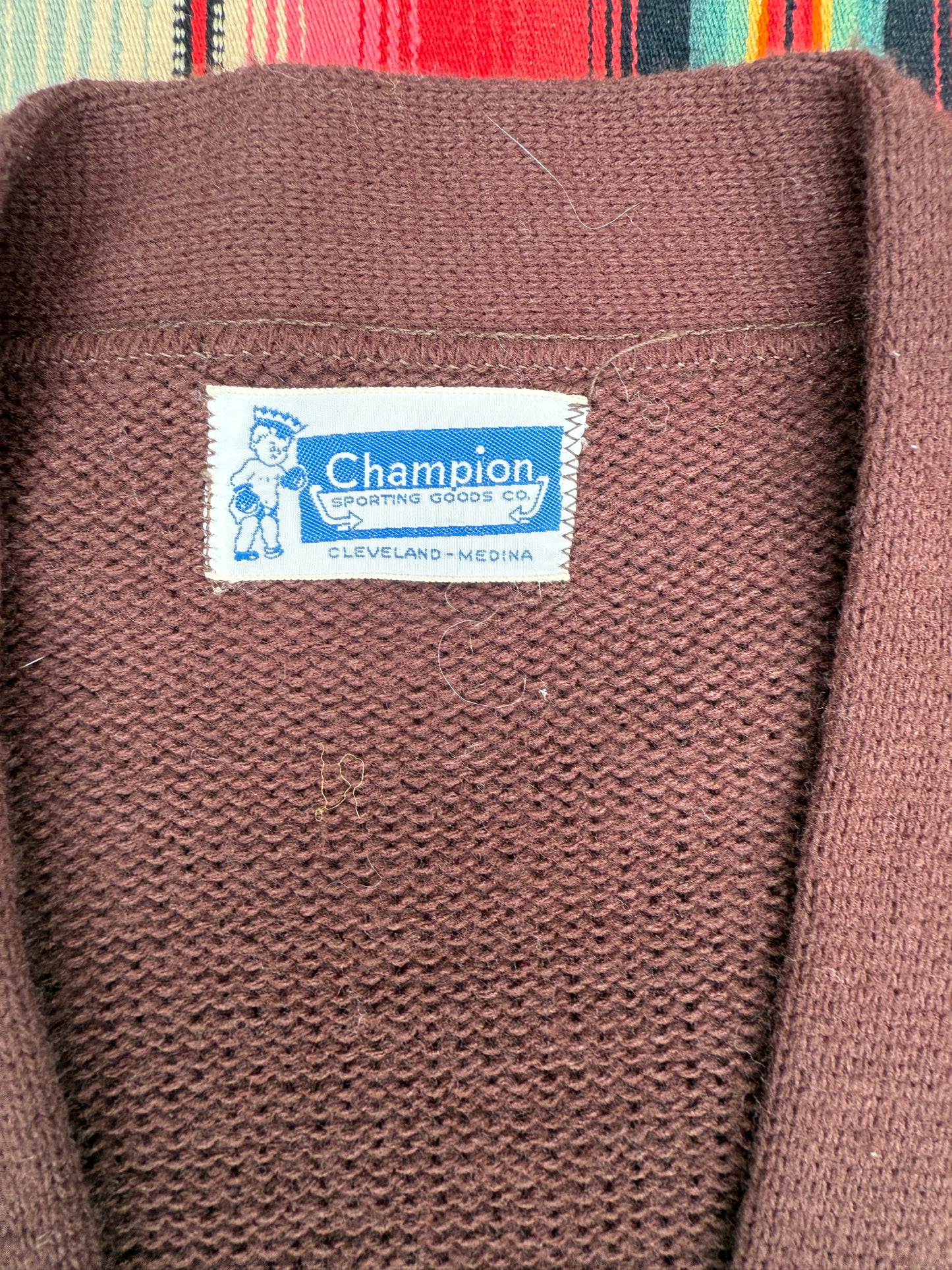 Vintage Champion "BW" Letterman Knit Cardigan
