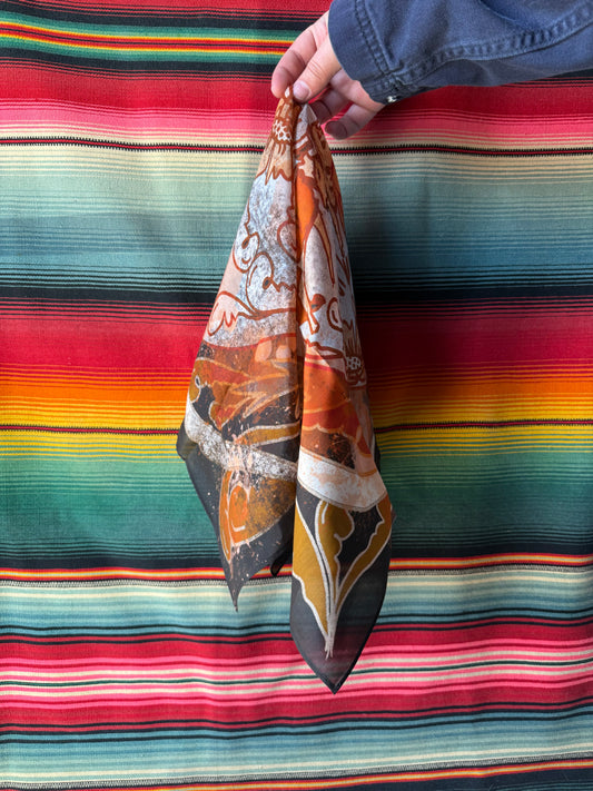 Cattle Drive Western Floral Cowboy Silk Scarf