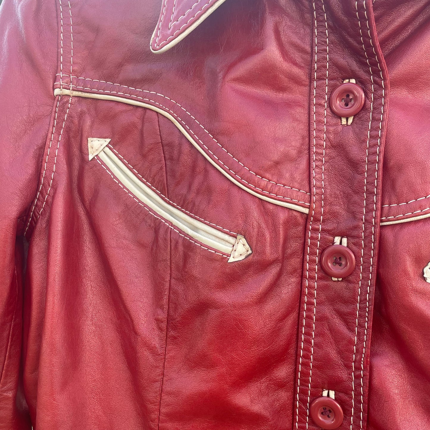 VTG Miss Pioneer Red Leather Western Jacket