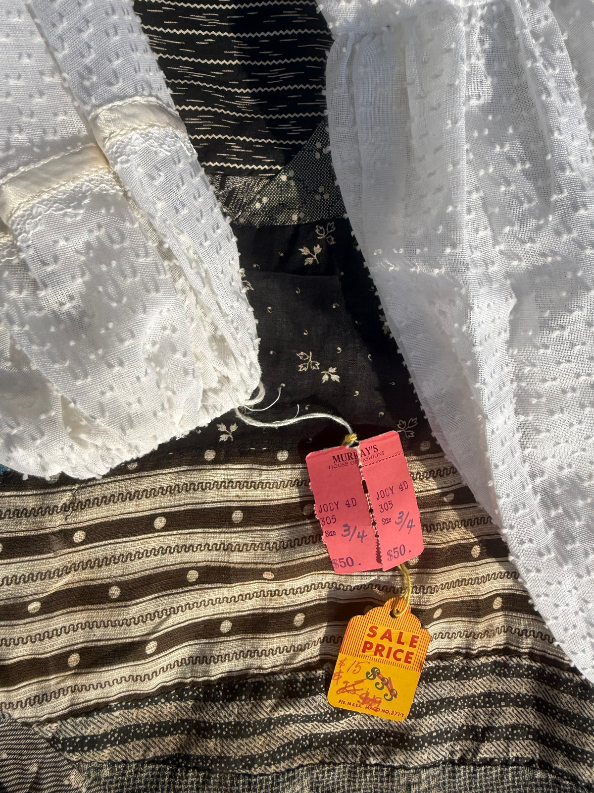 1970s Deadstock Swiss Dot Prairie Dress