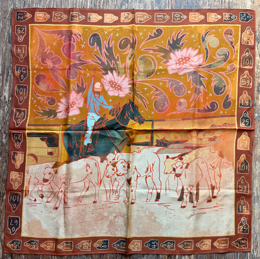 Round Up Western Cowgirl Silk Scarf