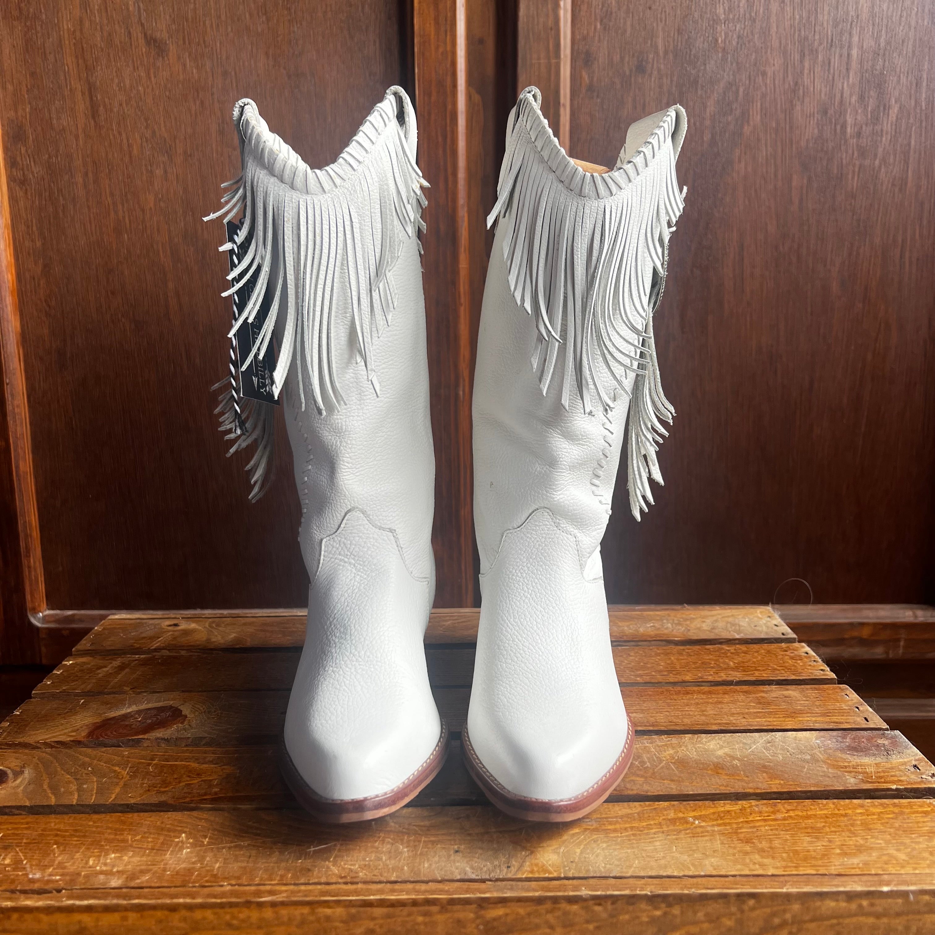 White fringe cowgirl on sale boots