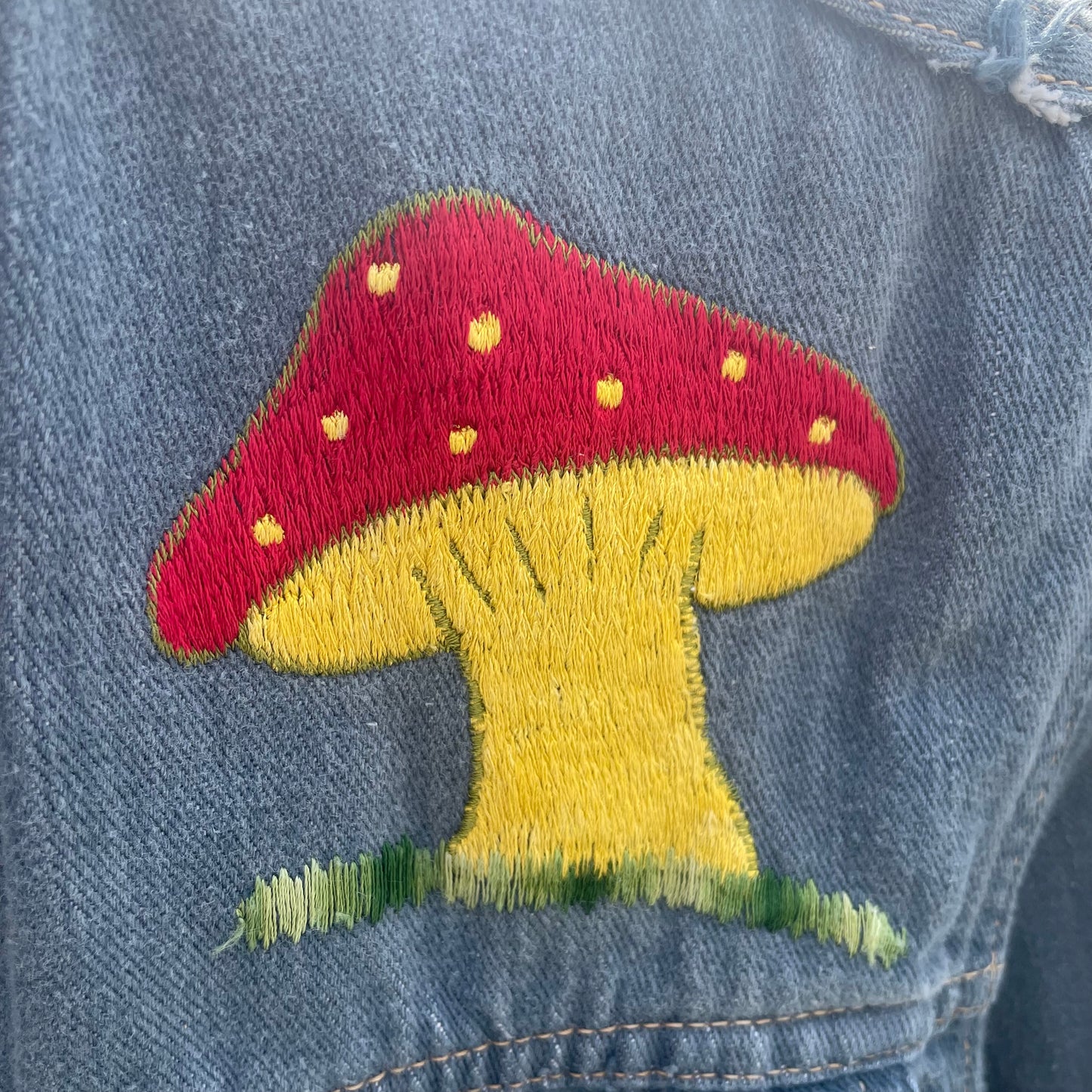 VTG Mushroom Embroidered Denim Jacket