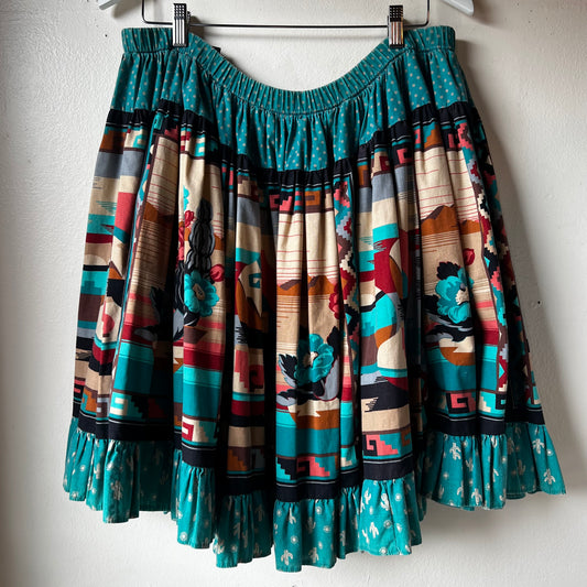 80's Western Teal Skirt