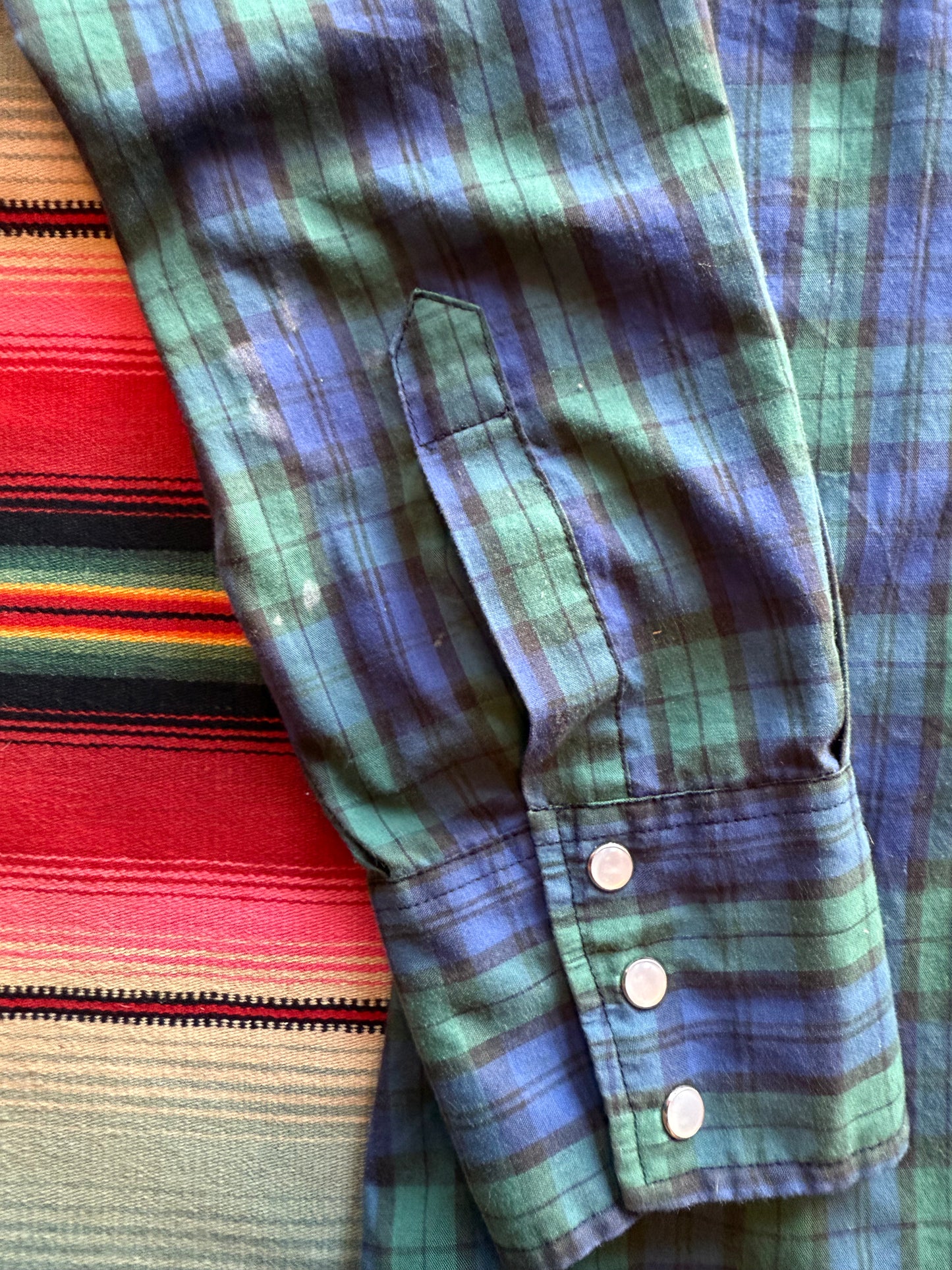Green Navy Open Trails Pearl Snap