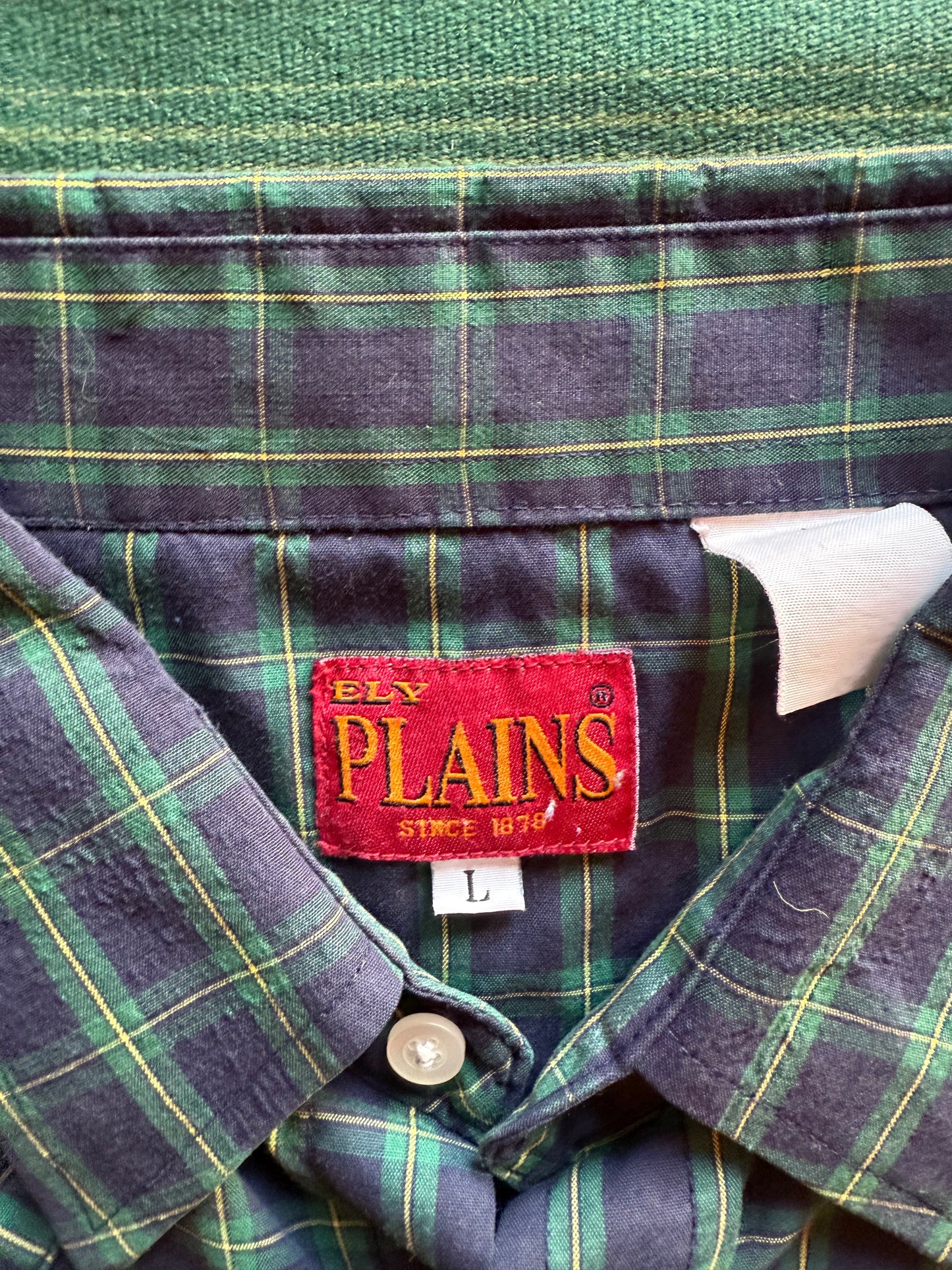 VTG Blue and Green 'Ely Plains' Pearl Snap