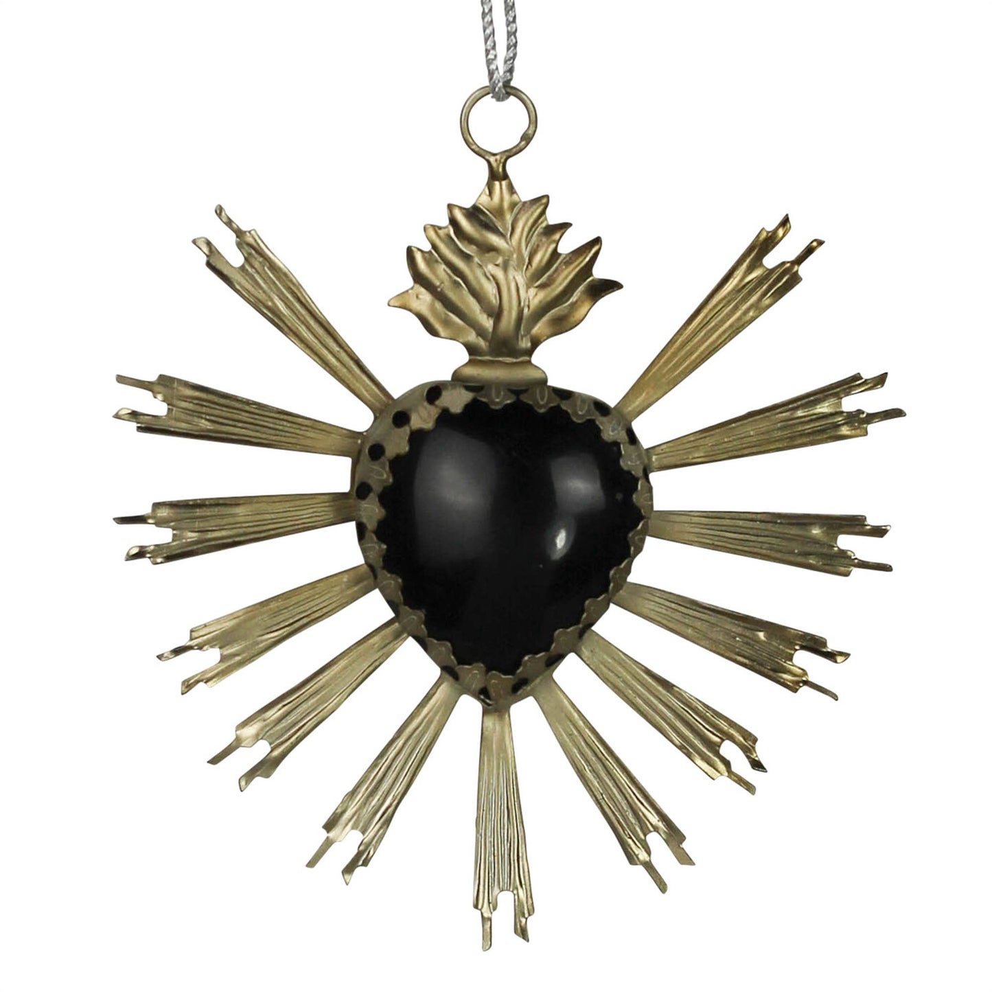 Black & Brass Heart Aflame Ornament